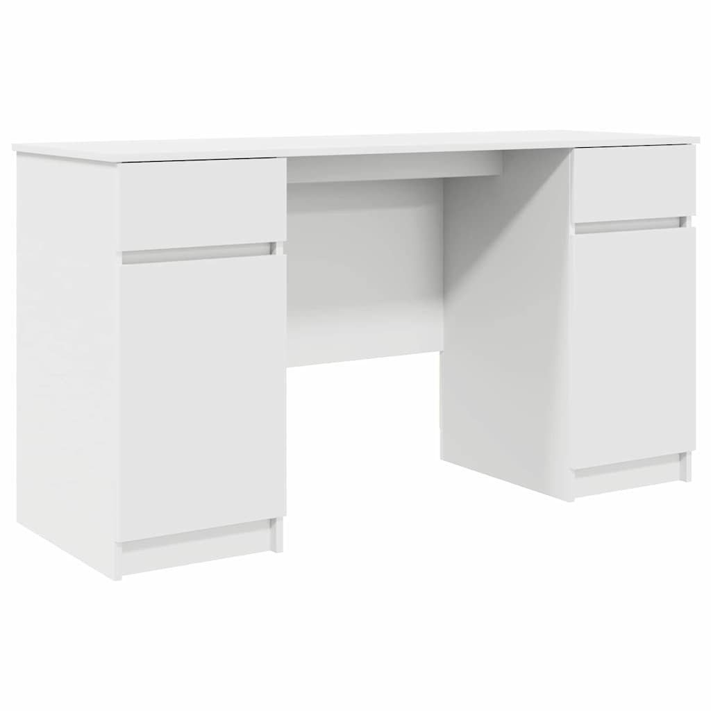 vidaXL Schreibtisch Schreibtisch mit Schubladen Weiß 140 x 49 x 76 cm Holzwerkstoff (1-St)