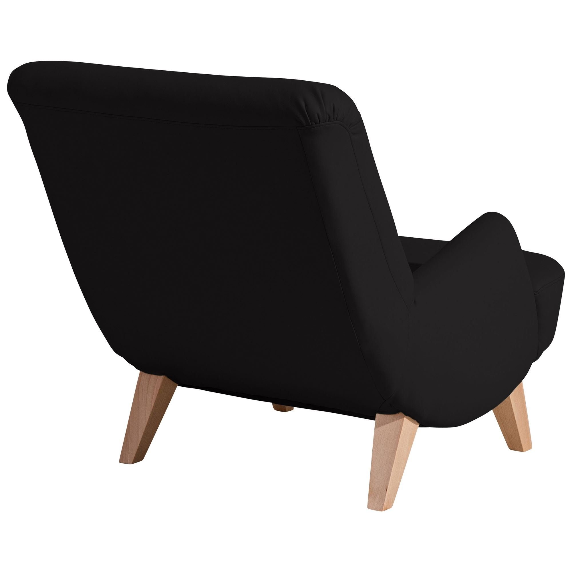 Kunstleder Kessel (Sparpreis 21340 inkl. Sessel Sessel verarbeitet,bequemer Versand, hochwertig 58 aufm schwarz / Kajsa Sitz Buche Kostenlosem natur Bezug 1-St),