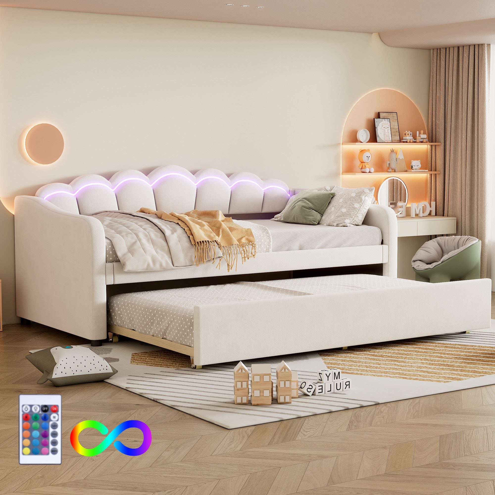 STILVORA Polsterbett mit bettfunktion,Tagesbett ausziehbar,Polsterbett 90x2 günstig online kaufen