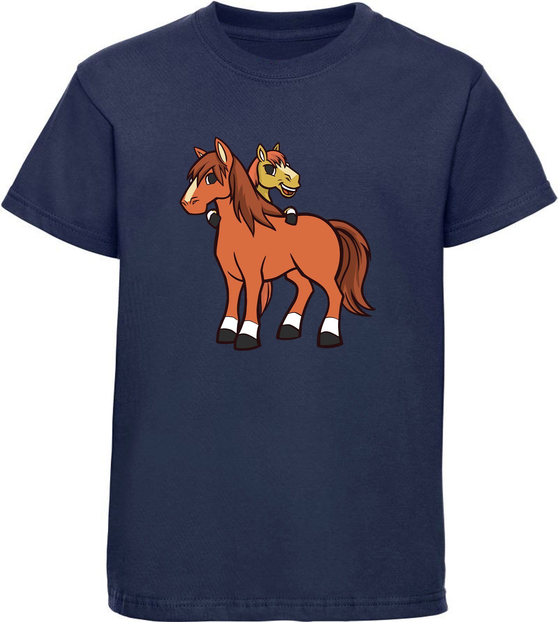 T-Shirt Kinder Pferde Print Shirt bedruckt - 2 cartoon Pferde