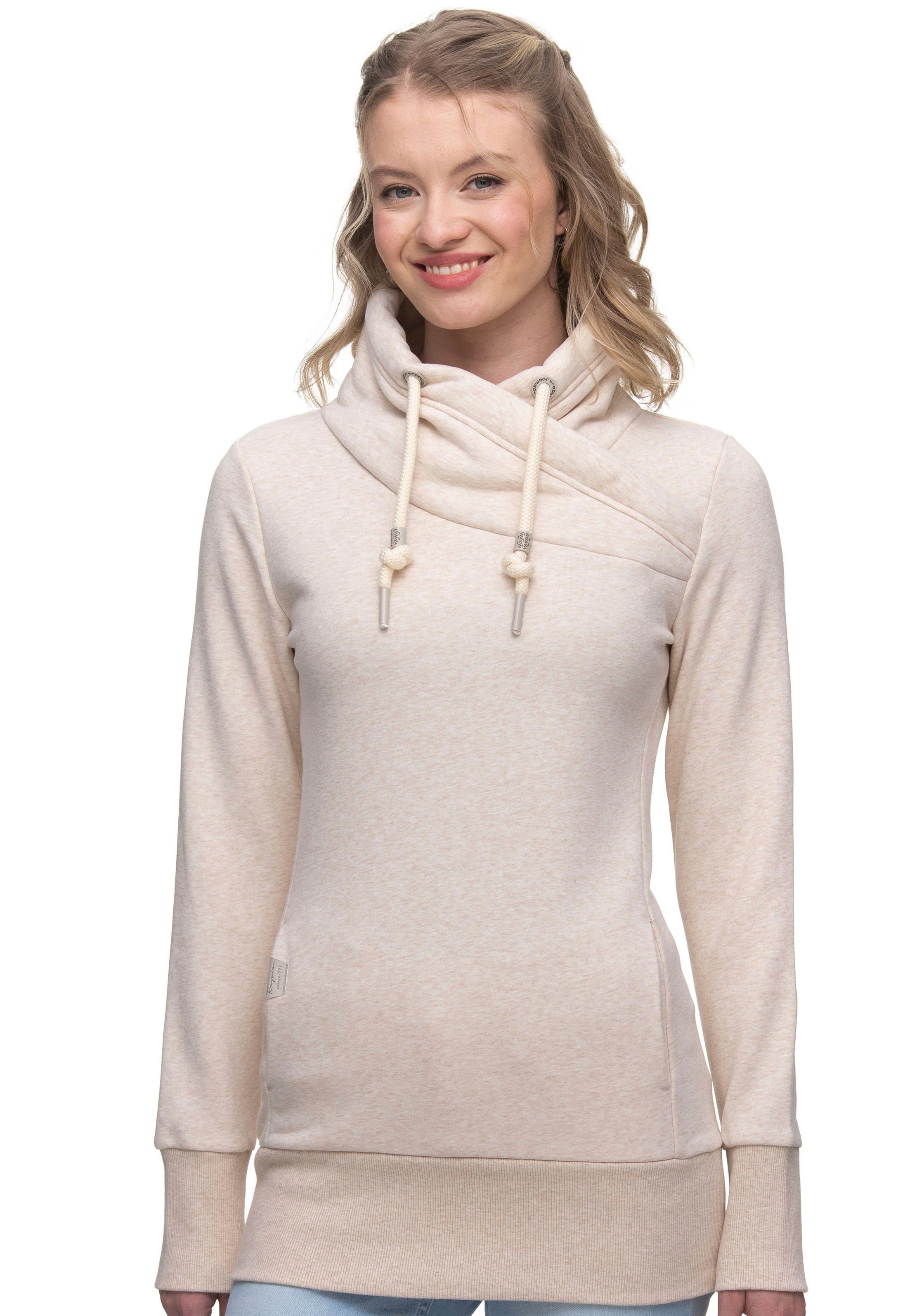 Ragwear Sweater NESKA mit asymetrischem Schalkragen 6027 BEIGE MELANGE | Sweatshirts