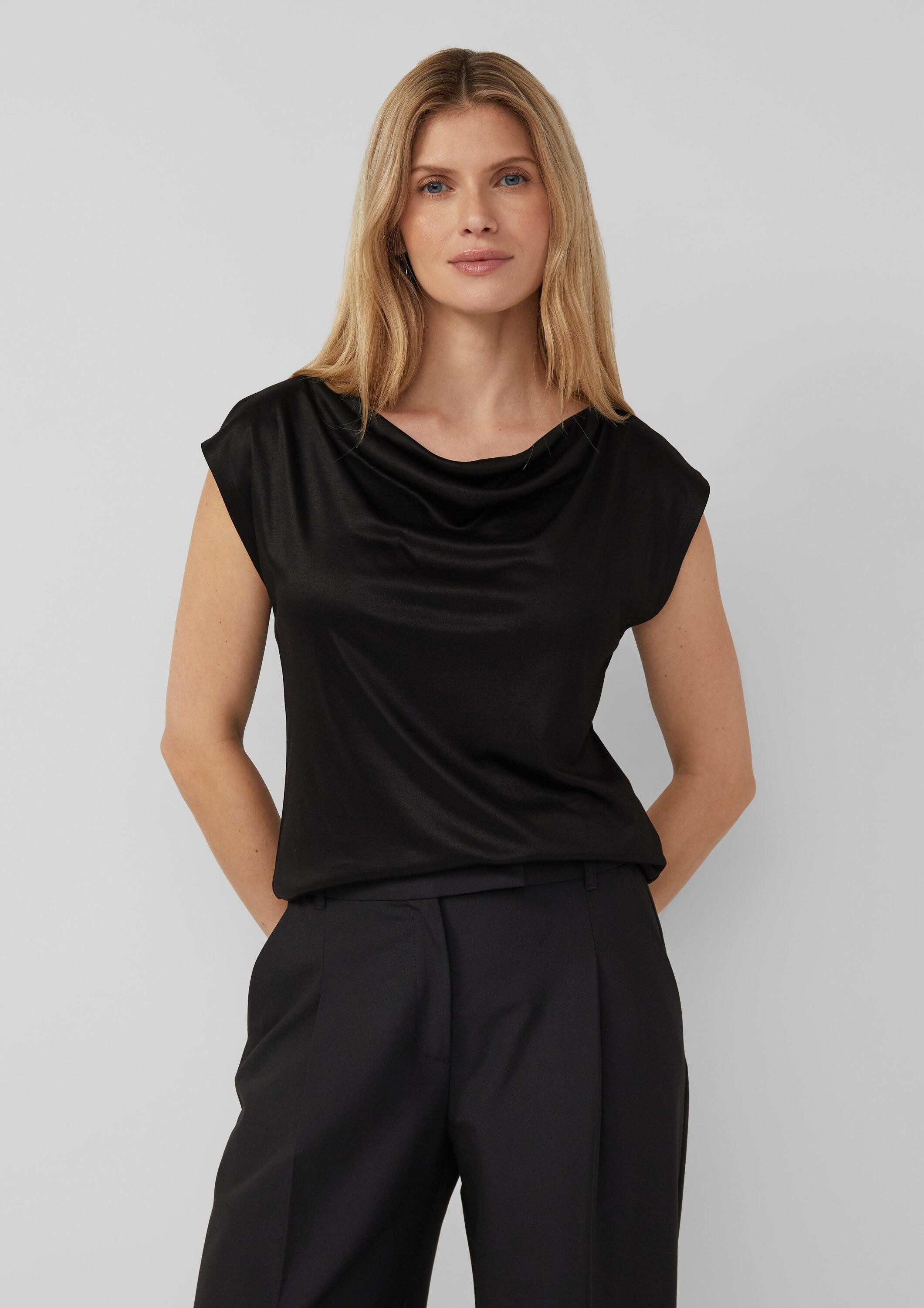 s.Oliver Kurzarmshirt T-Shirt Ärmelloses Shirt aus Viskose mit Wasserfall-A günstig online kaufen