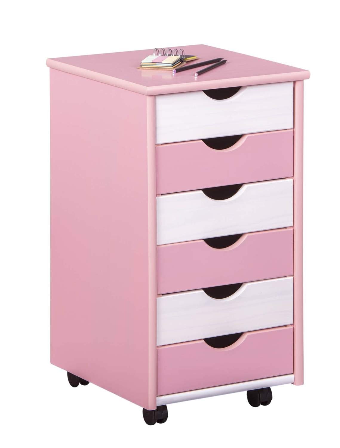 ebuy24 Inter Link Mehrzweckschrank Rollcontainer Pierre passend zu Schreibtisch Cecilia pink weiß