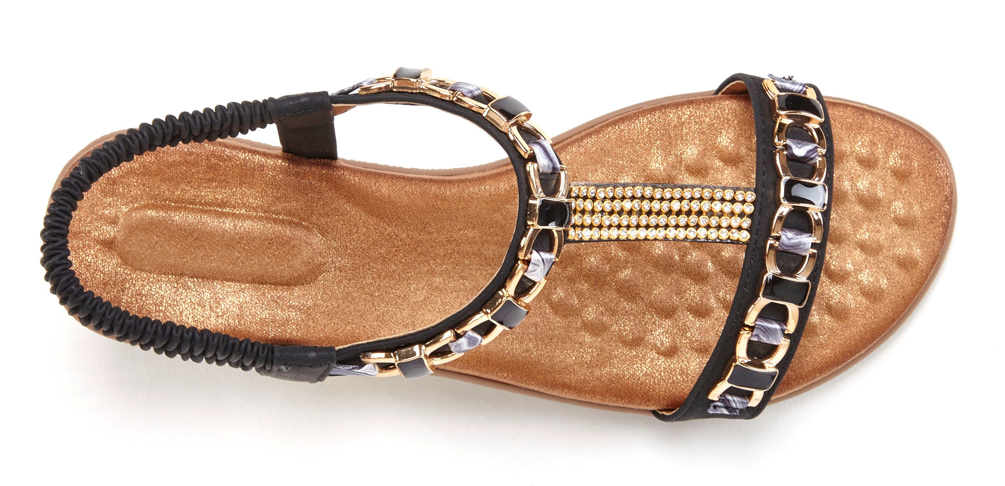 Vivance Sommerschuh, offener Schuh, Sandale, Keilsandalette, Sandalette mit elastischen Riemchen und Keilabsatz