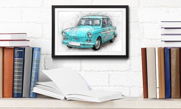 WandbilderXXL Bild mit Rahmen Old Trabant, Auto, Wandbild, in 4 Größen erhältlich