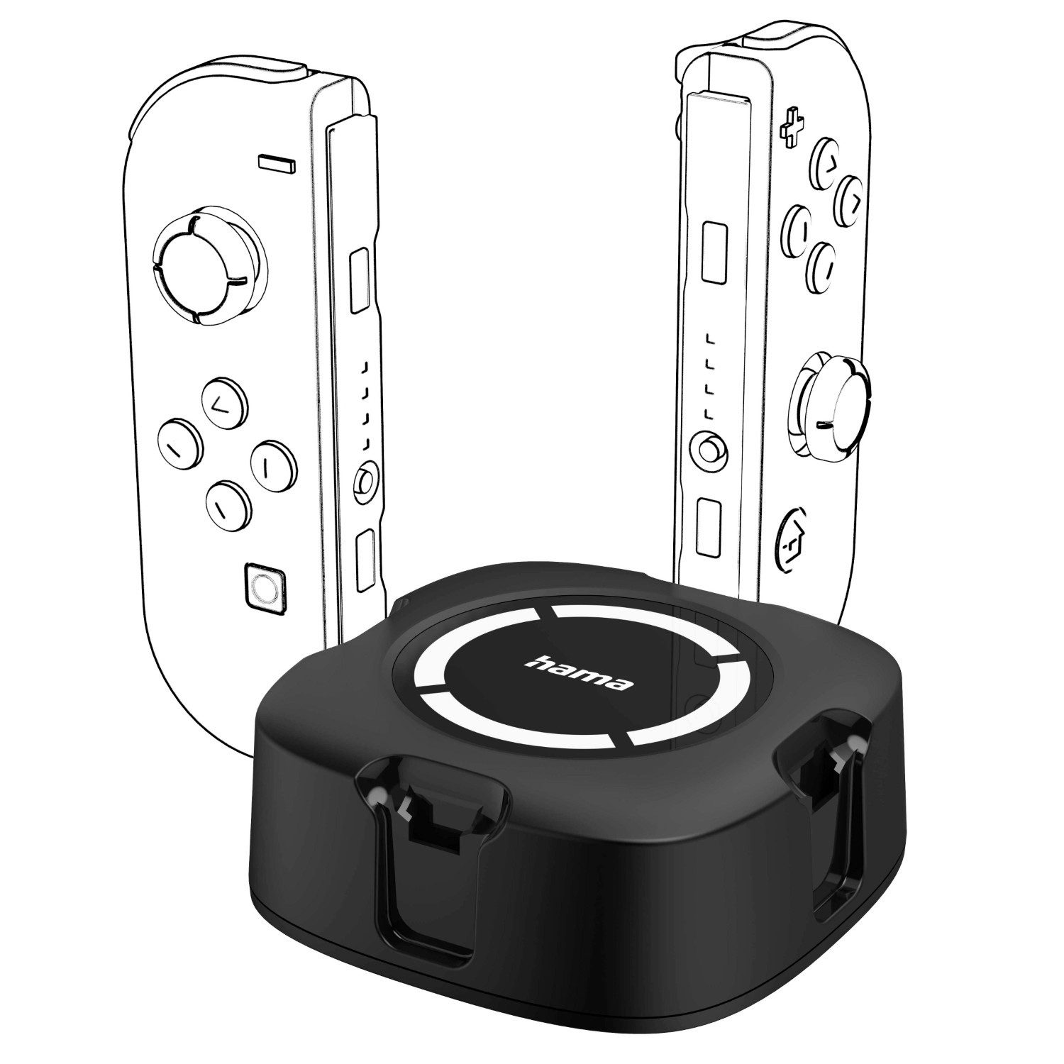 Hama USB Ladestation Ladedock für Nintendo Switch Controller-Ladestation (Quad Ständer Ladeständer Ladegerät für 4 Joy-Con Controller JoyCon Pad)