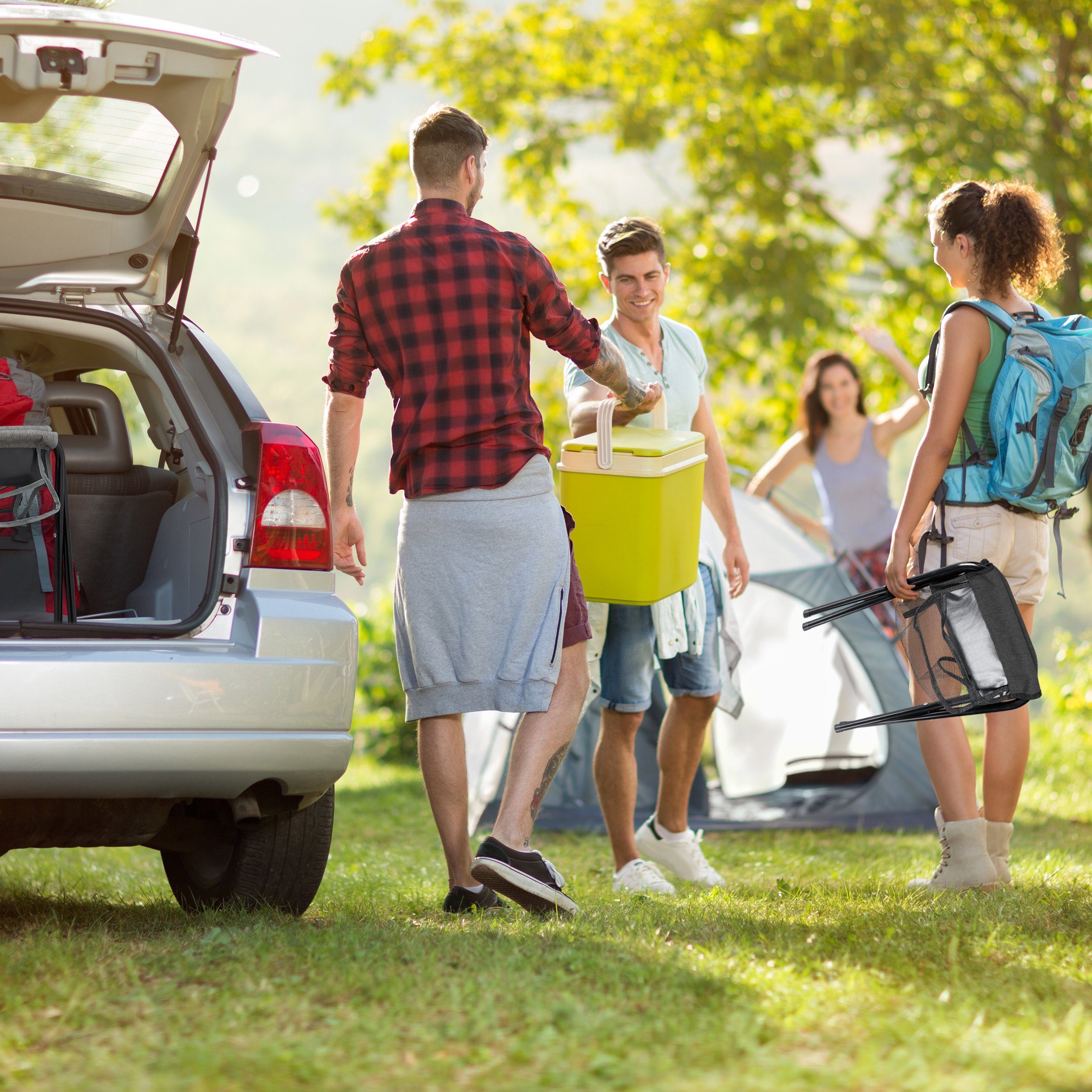 relaxdays Campinghocker Schwarzer Klapphocker bis 120 kg