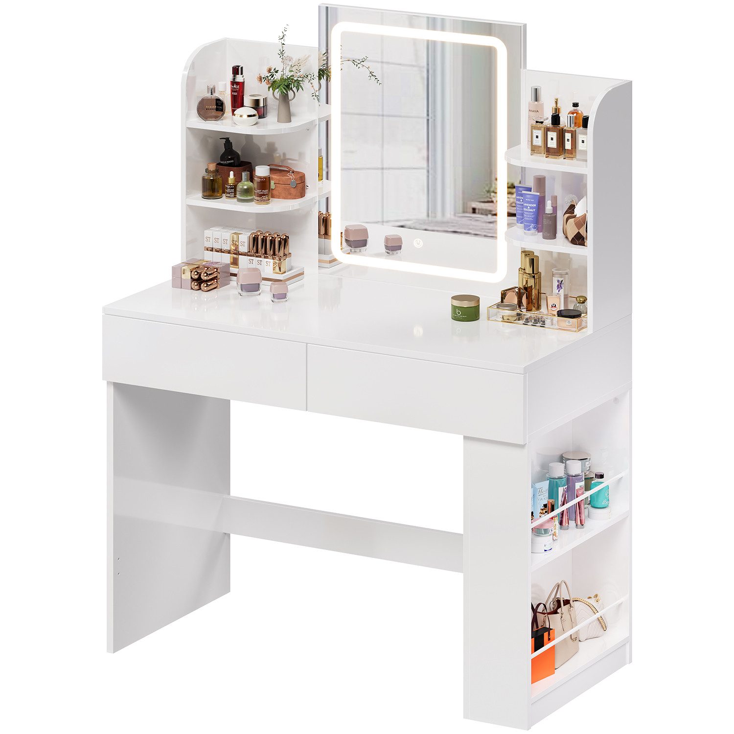 HOMALL Schminktisch Mit LED-Beleuchtung, 90/110*40*135CM, Helligkeit günstig online kaufen
