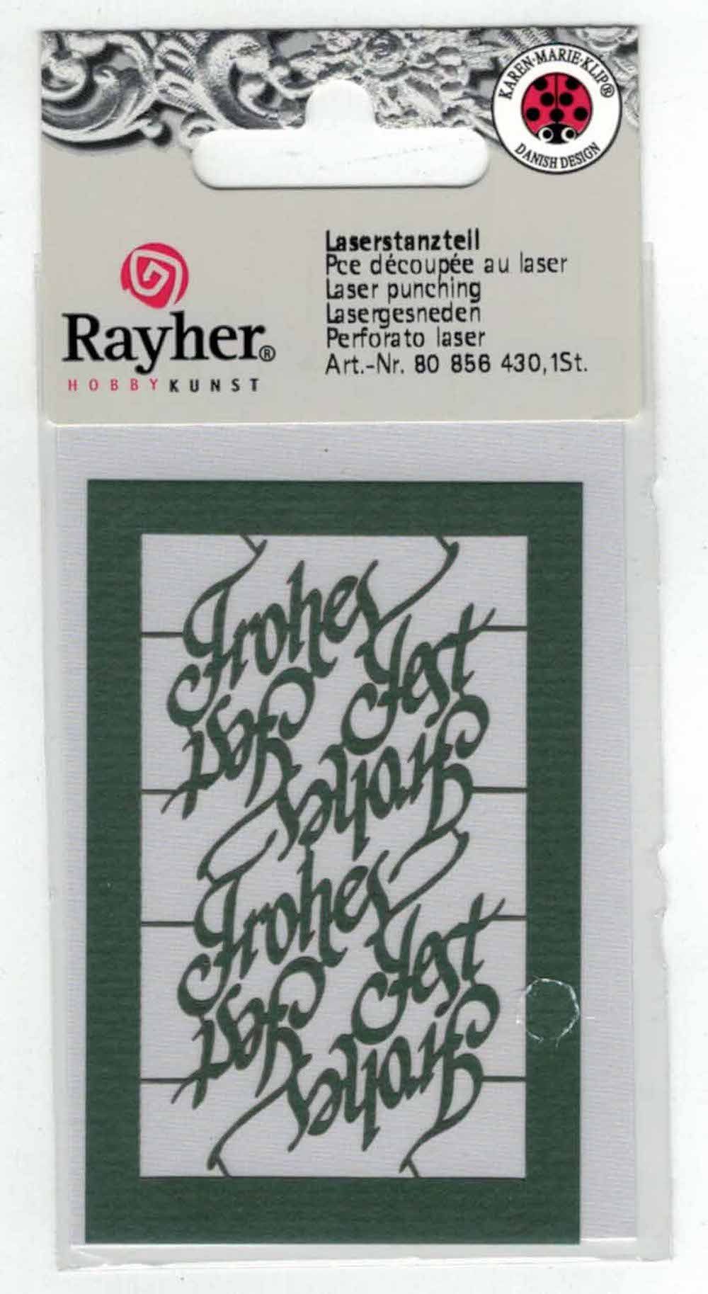 Rayher Zeichenpapier Laserstanzteil 'Frohes Fest' 7,5x5cm Grün