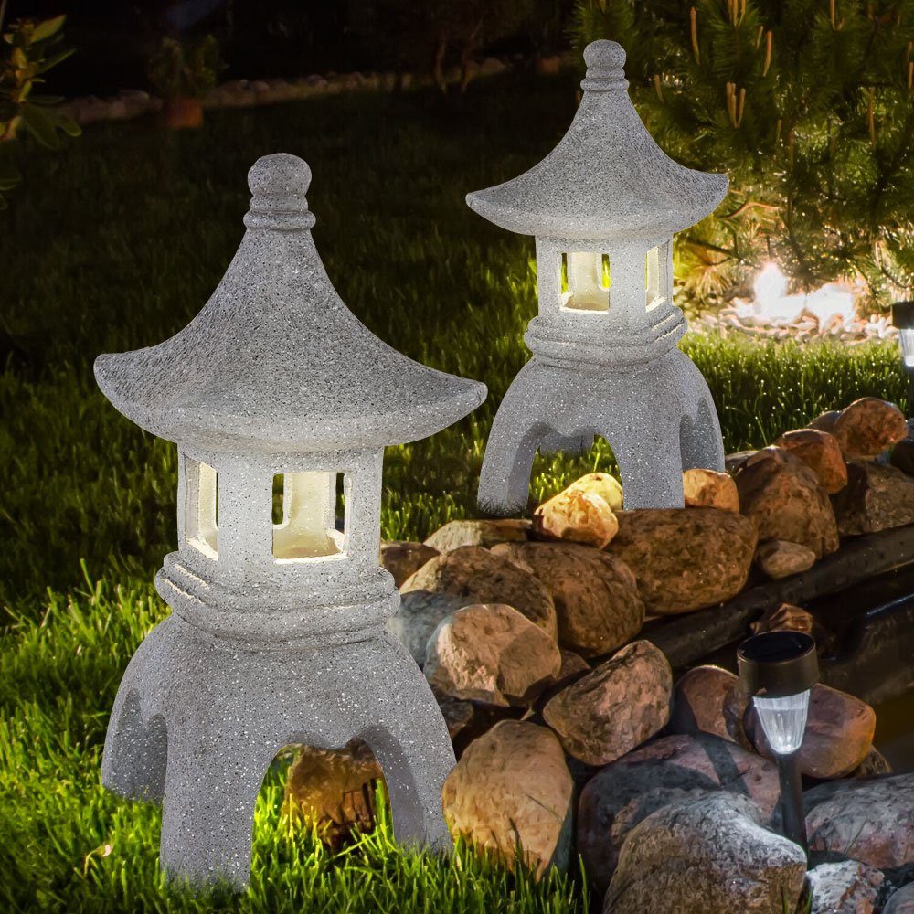 LED Außen Steh Lampe SOLAR Leuchte Pagode Statue Garten Asia Design Beleuchtung 