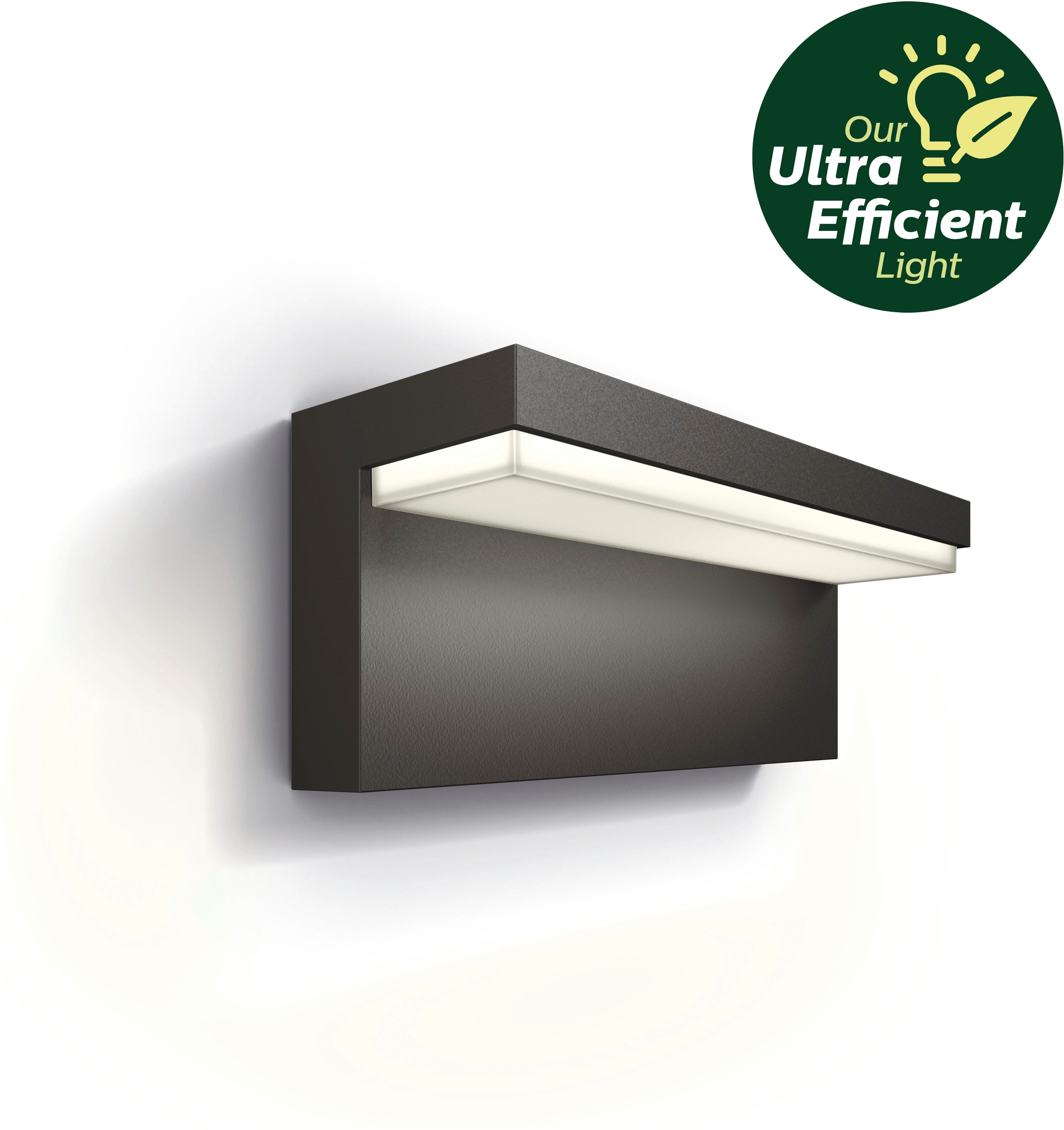 Philips LED Außen-Wandleuchte Outdoor Ultra-Efficient Bustan Wandleuchte, LED fest integriert, Warmweiß, 4,3W, wahlweise mit Bewegungssensor, warmweißes Licht 2700K, anthrazit