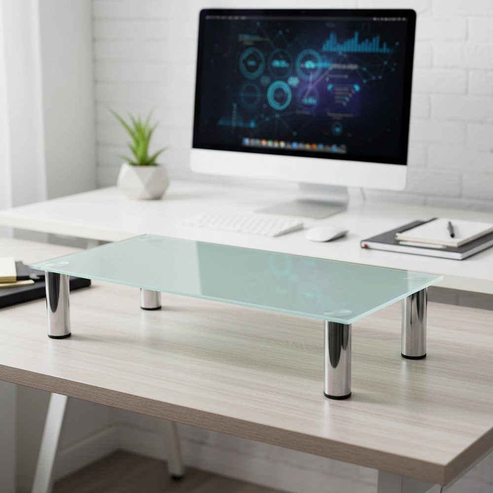 Mucola TV-Rack Monitorerhöhung Schreibtischaufsatz Monitorständer TV Glasaufsatz (Stück, 1 St., Monitorerhöhung), Robust und stabil