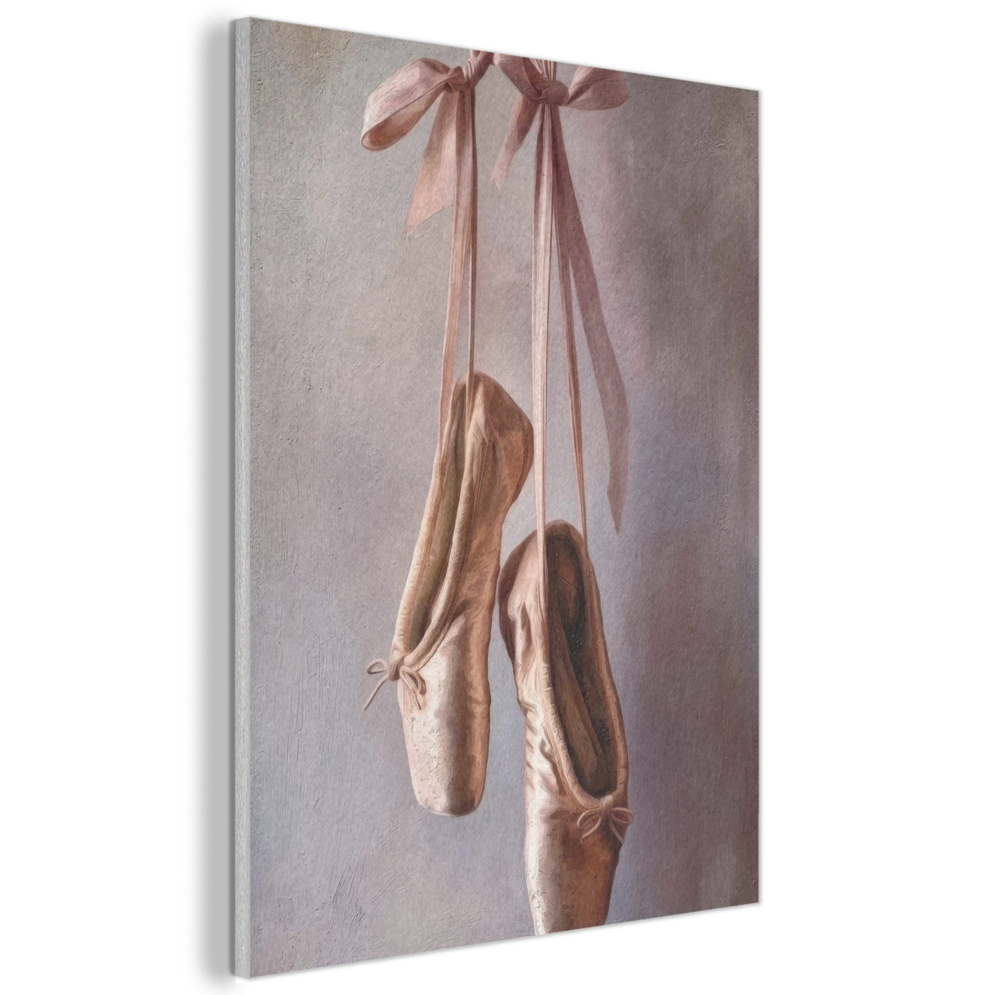 MuchoWow Картина Ballettschuhe - Satin - Erdtöne, Fotodruck (1 St), Akustikpaneele, Wandpaneele, Schalldämmung, Akustikbilder 30x40 cm