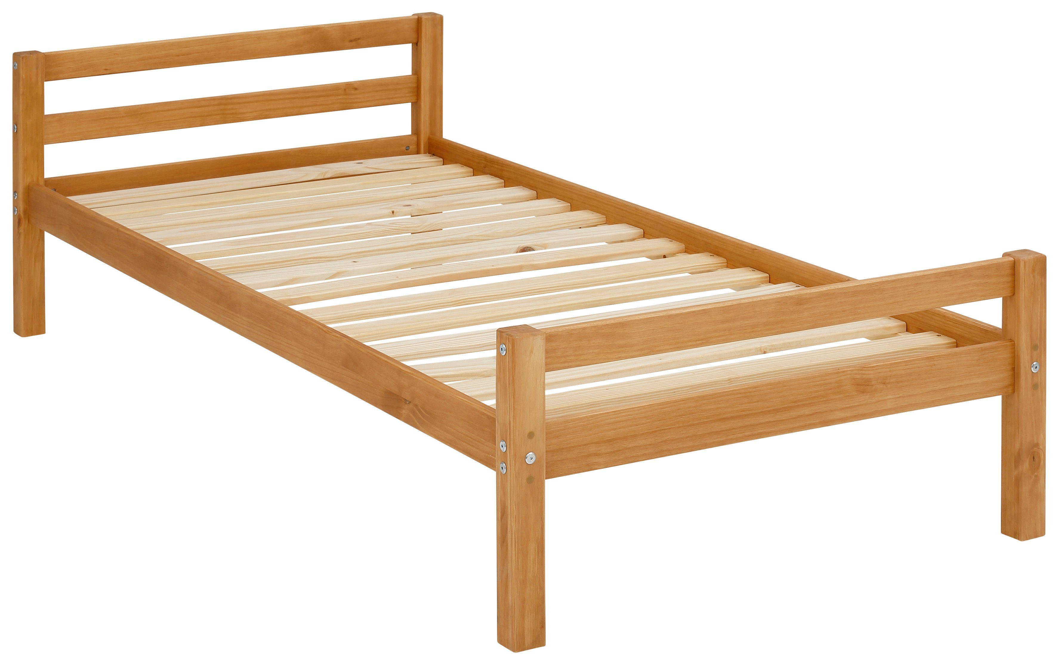 gebeizt/gewachst Kiefernholz, Liegefläche aus 90x200 Lattenrost, cm schönem Lüttenhütt Einzelbett Alpi, natur Kinderbett