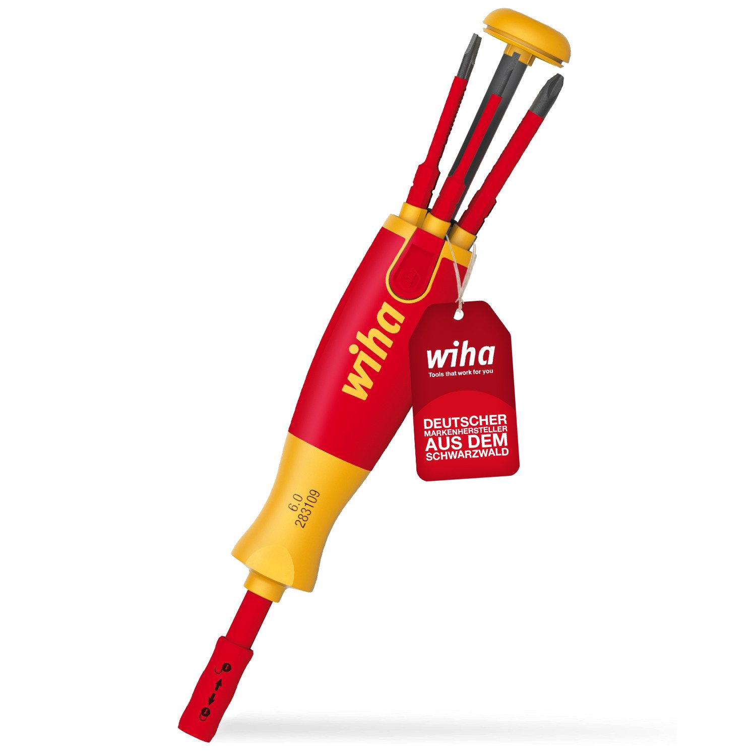 Wiha Отвертки LiftUp electric Schlitz (38612), Phillips mit 6 slimBits, 1000V Sicherheit, Multifunktional, Elektriker