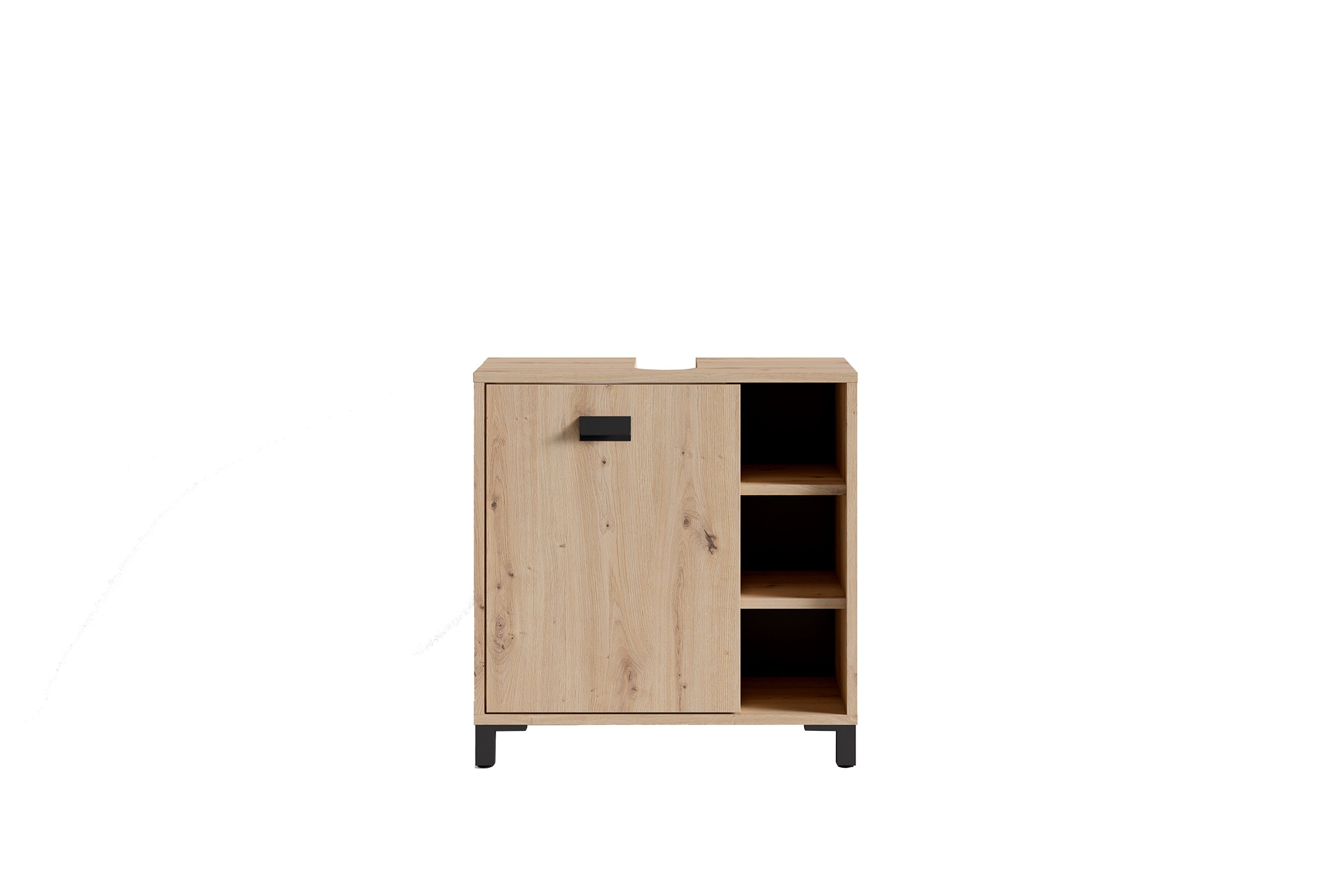 Holzwerkstoff Waschbeckenunterschrank Spanplatte WANDA B60xT34xH62cm Eiche, Homexperts Artisan