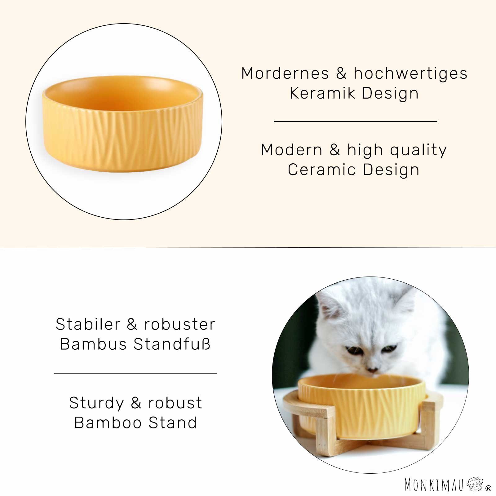 Thumbnail - Monkimau Hunde-Futterspender Hundenapf und Katzennapf aus Keramik orange 650 ml, Robust