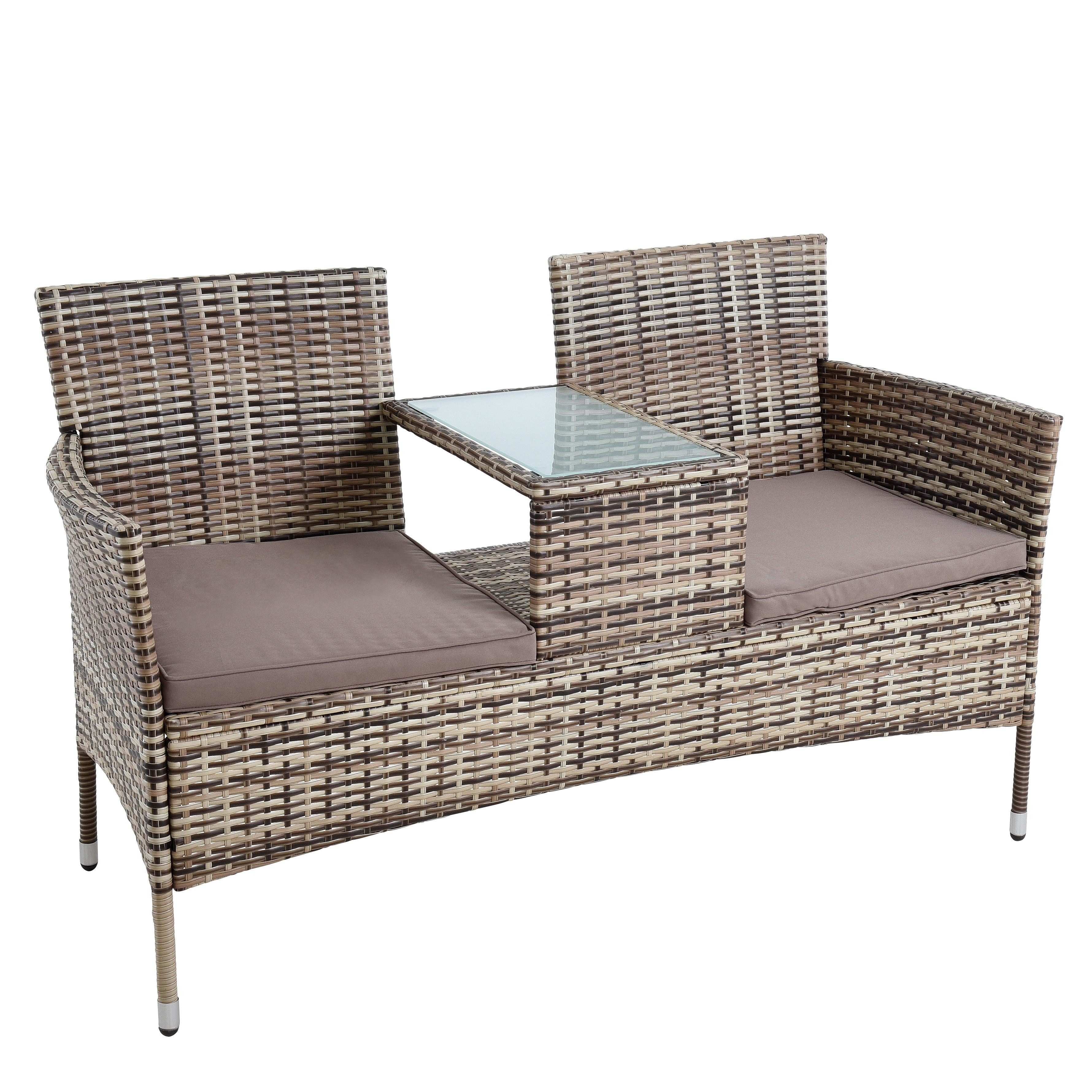 ESTEXO Sitzgruppe Polyrattan Gartenbank Sitzbank 2-Sitzer Gartenmöbel Balkonmöbel Beig