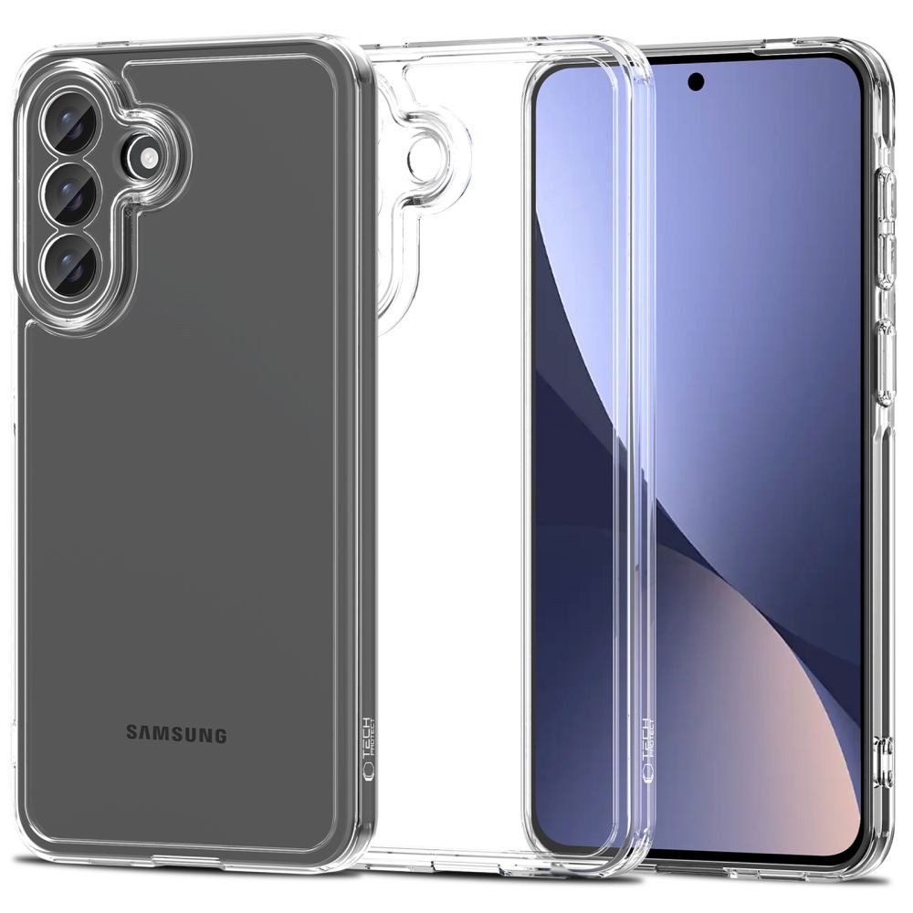TECH PROTECT Hybrid Schutzhülle Handyhülle Smartphonehülle, Spar-Set, 1-tlg., 60 g transparent, TPU-PC-Hybrid, transparent, erhöhte Ränder
