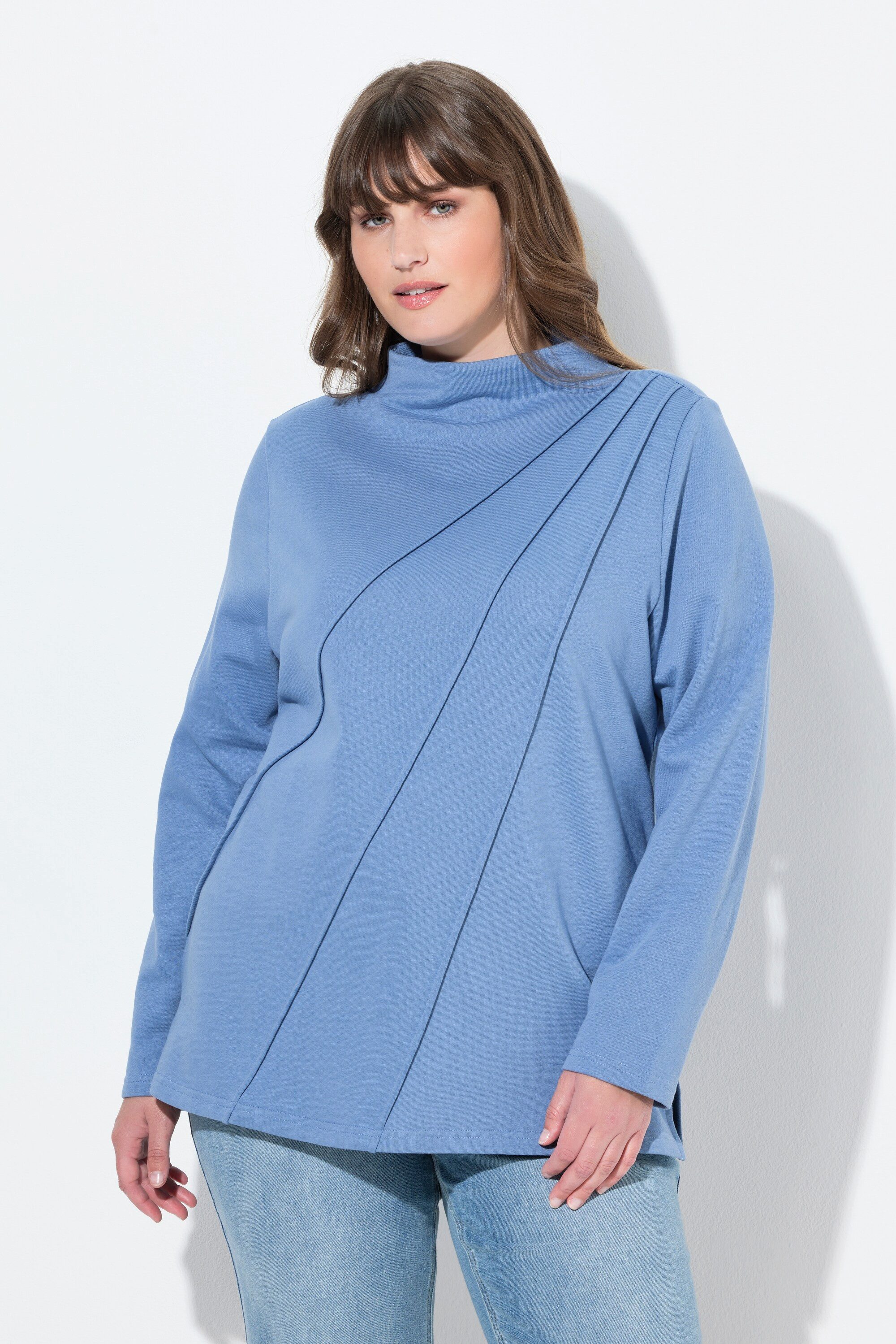 Sweatshirt Sweatshirt Ziernähte Stehkragen Langarm