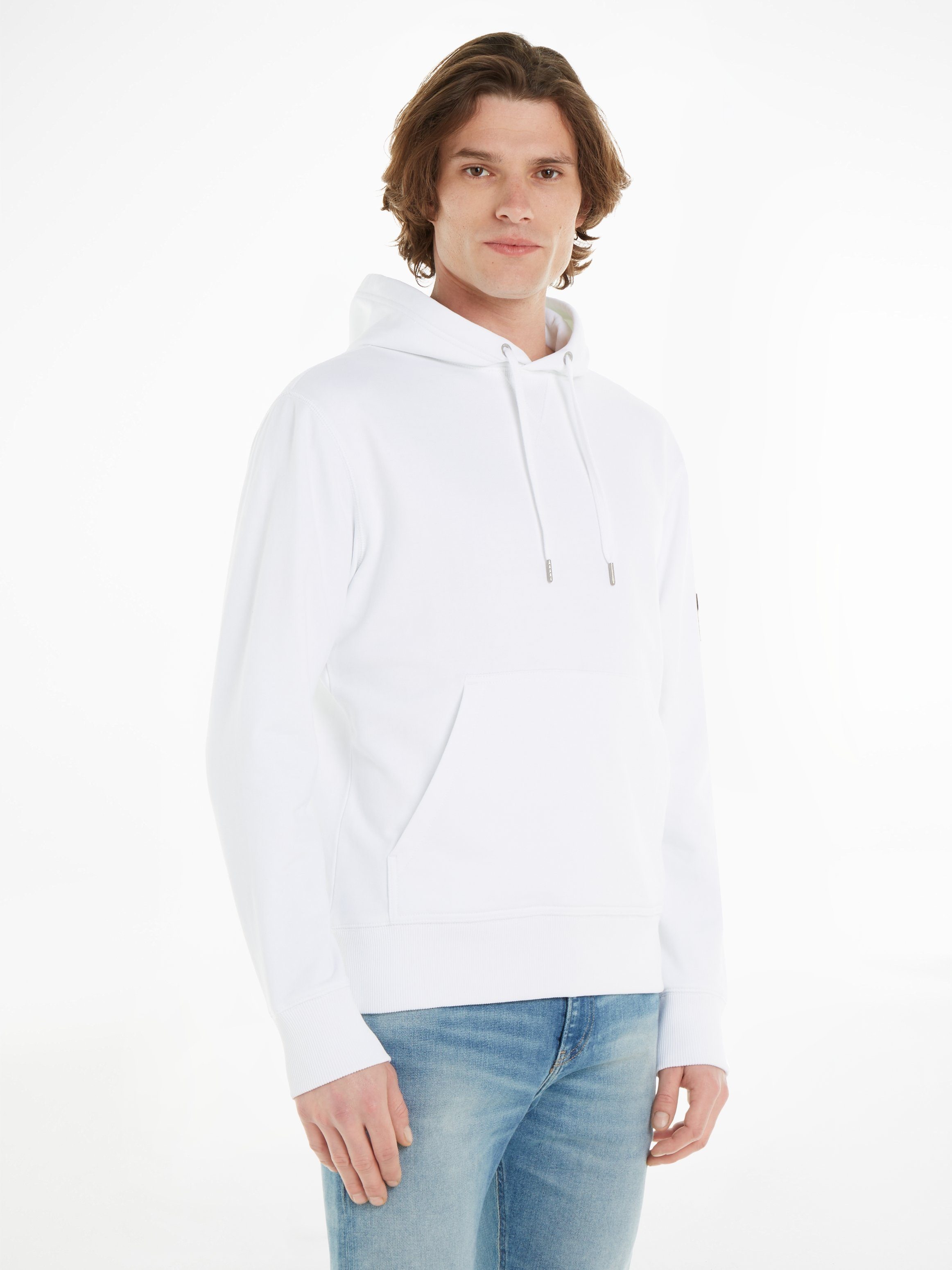 Calvin Klein Jeans Kapuzensweatshirt BADGE Logopatch HOODIE weiß mit