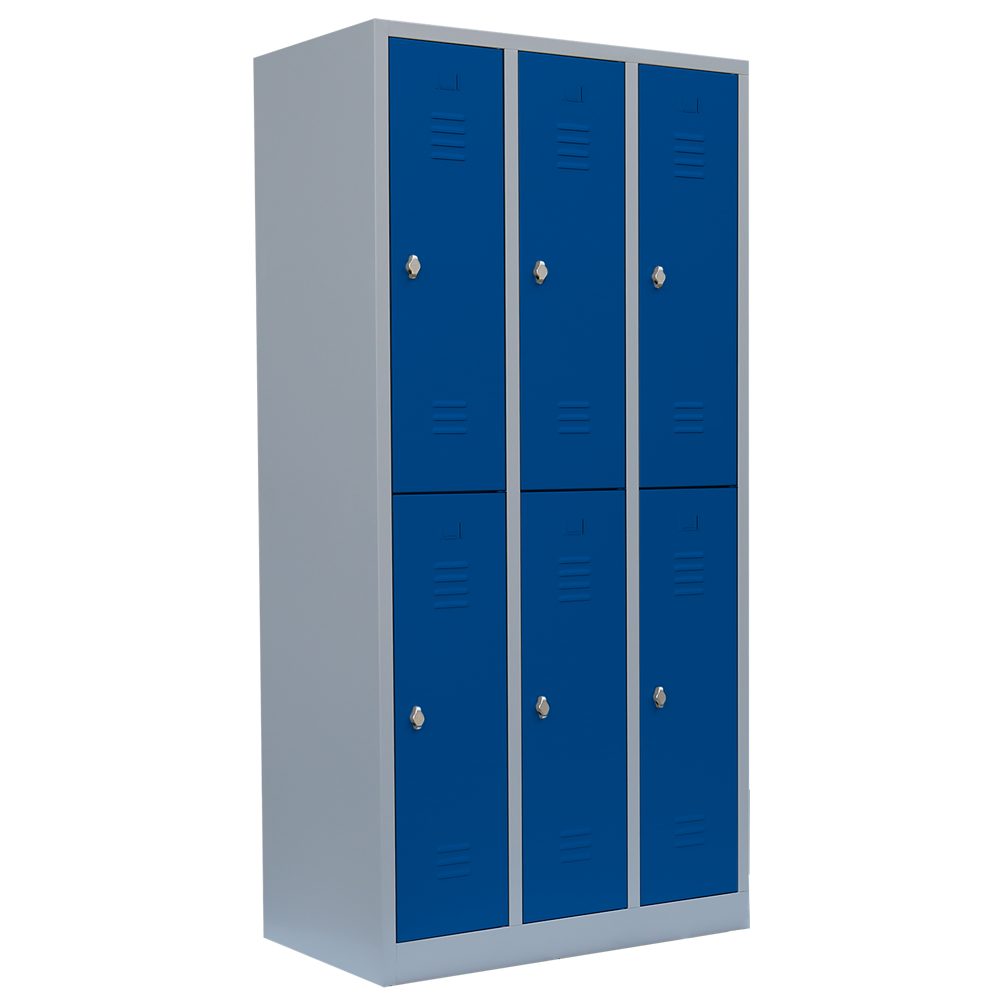 Steelboxx Spind Spind Spindschrank 6 Fächer 180x88,5x50cm grau/blau (1-St) Komplett verschweißt und montiert