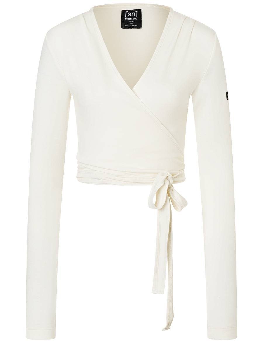 bequemer AROUND W Merino-Materialmix Cardigan Cardigan White SUPER.NATURAL WRAP Merino COSY Fresh