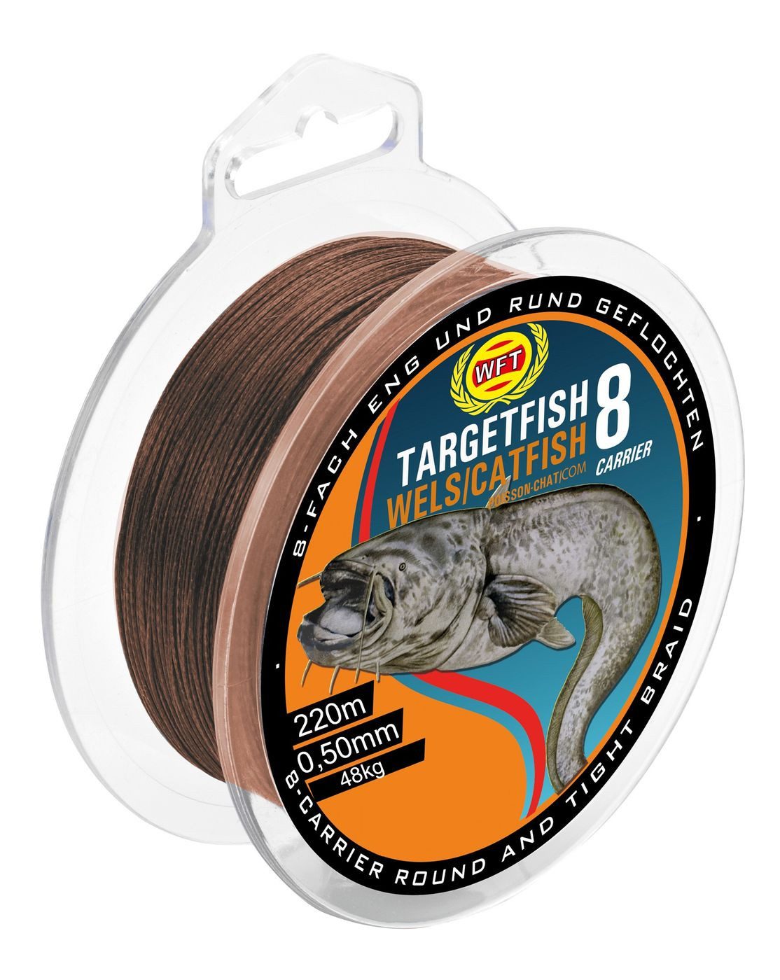 WFT Angelschnur WFT TF8 Catfish brown 220m 0,50mm 48kg - Wallerschnur, (220-St)