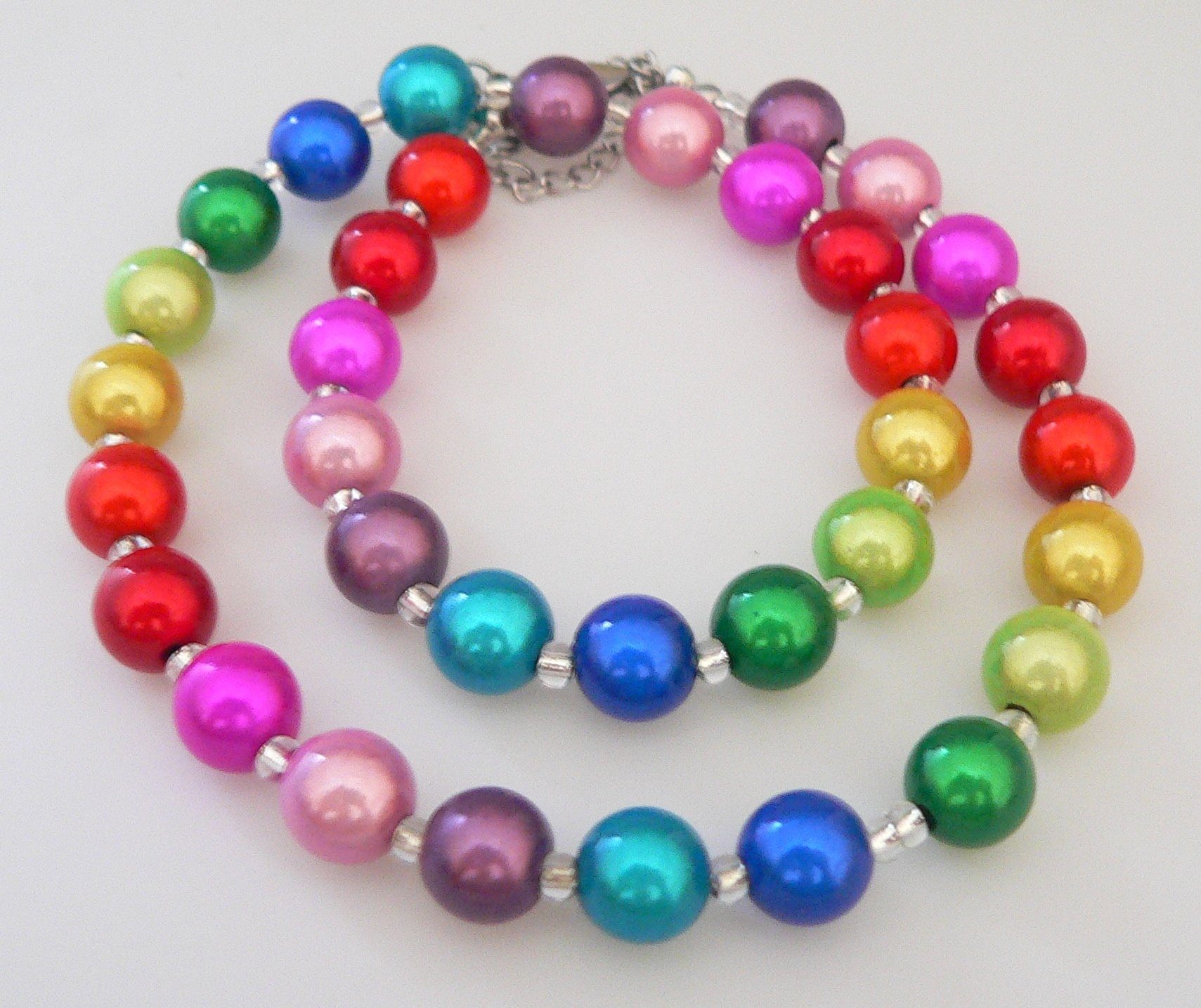 traumschmuck Perlenkette 149d Halskette Zauber Perle 3D Effekt glänzend 10mm multicolor bunt (Geschenk, Muttertag, Weihnachten, Geburtstag, Valentinstag, incl. Schmuckbox), handgefertigt, Made in Germany