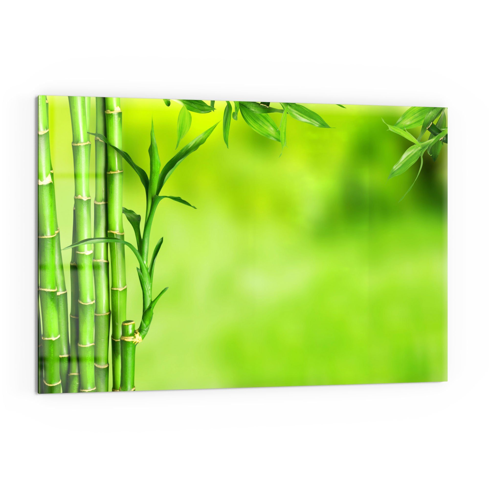 DEQORI Küchenrückwand 'Grüne Bambushalme', Glas Spritzschutz Badrückwand Herdblende | Küchenrückwände