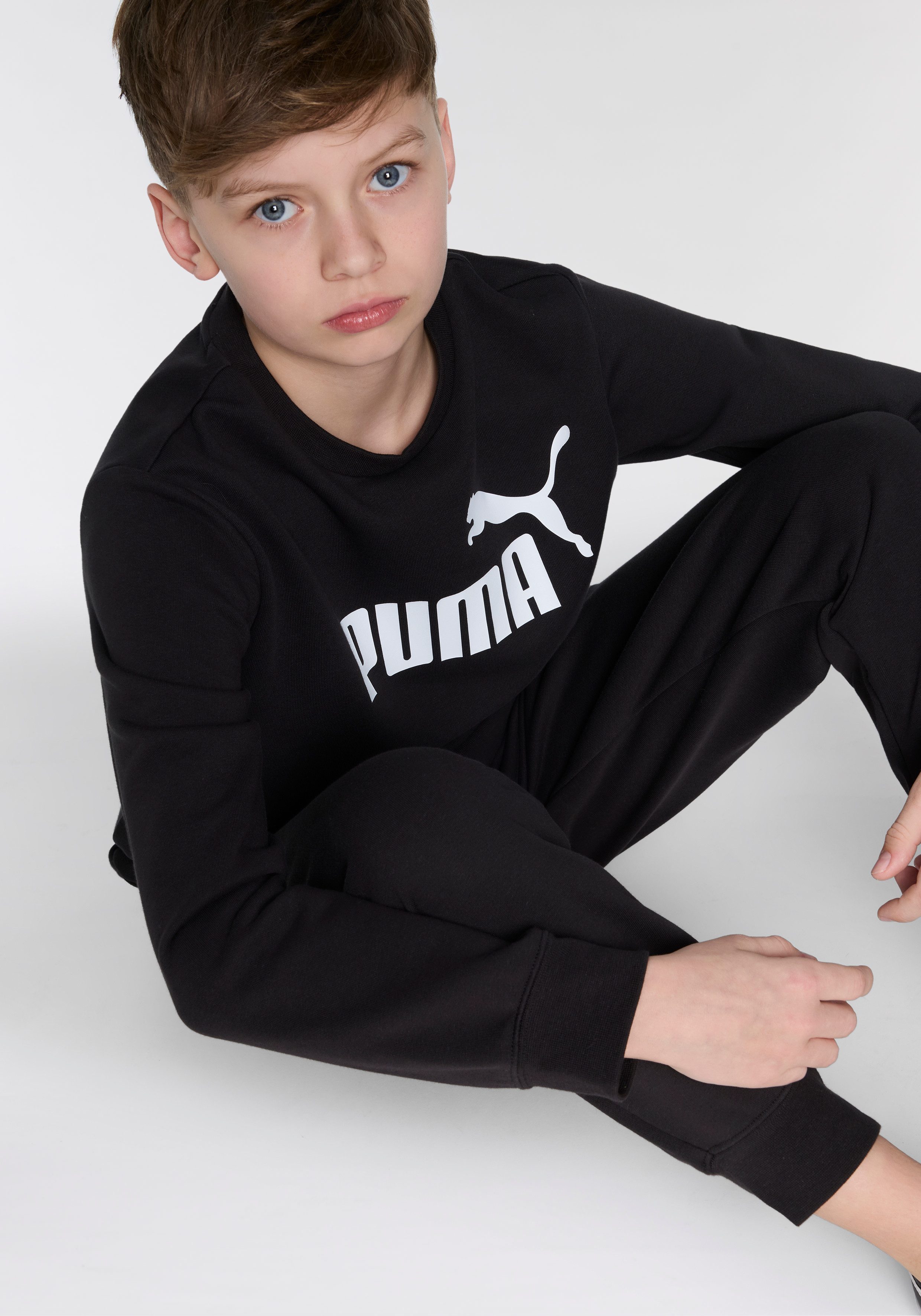 PUMA Trainingsanzug ESS NO.1 LOGO CREW SWEAT SUIT TR B (2-tlg), für Jugendliche, mit Rundhalsausschnitt, mit gerippten Bündchen
