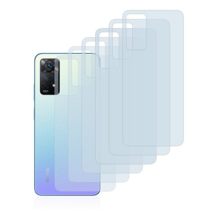 BROTECT flexible Panzerglasfolie für Xiaomi Redmi Note 11 Pro (Rückseite) Displayschutzglas 6 Stück Schutzglas Glasfolie klar
