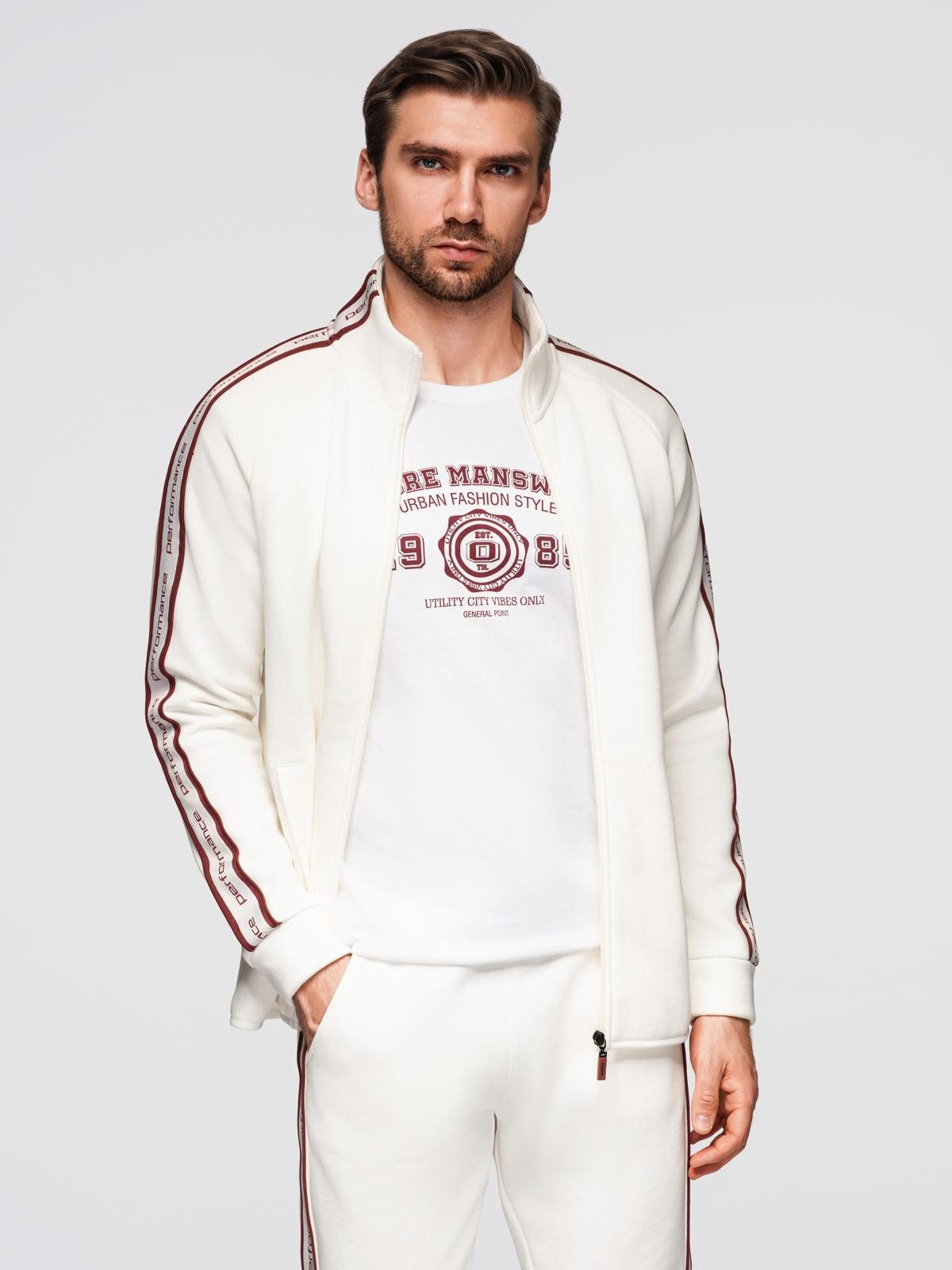OMBRE Sweatjacke Herren-Sweatjacke mit Streifenbändern und hohem Stehkragen günstig online kaufen