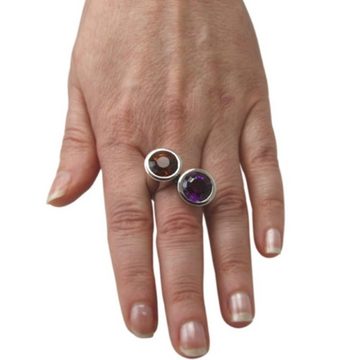 SKIELKA DESIGNSCHMUCK Silberring Edelstein Ring "traumhaftes Duo" (Sterling Silber 925) (1-tlg), hochwertige Goldschmiedearbeit aus Deutschland