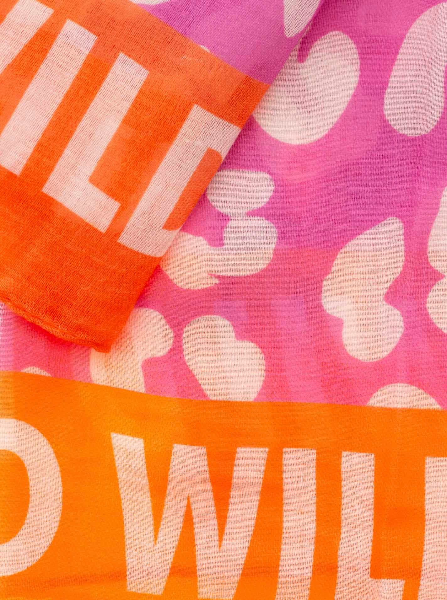 Zwillingsherz Schal "Leo Dreams", Leomuster und Schriftzug, transparenter Look
