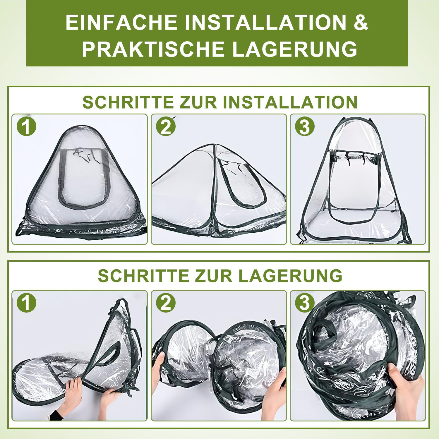 HEYHIPPO Gewächshaus 70x70x80cm Pop-up Mini Anzucht gewächshaus Zelt Pflanzenschutzhülle, Geeignet für den Innen- und Außenbereich wie Balkon oder Garten, Trans – Bild 5 von 5