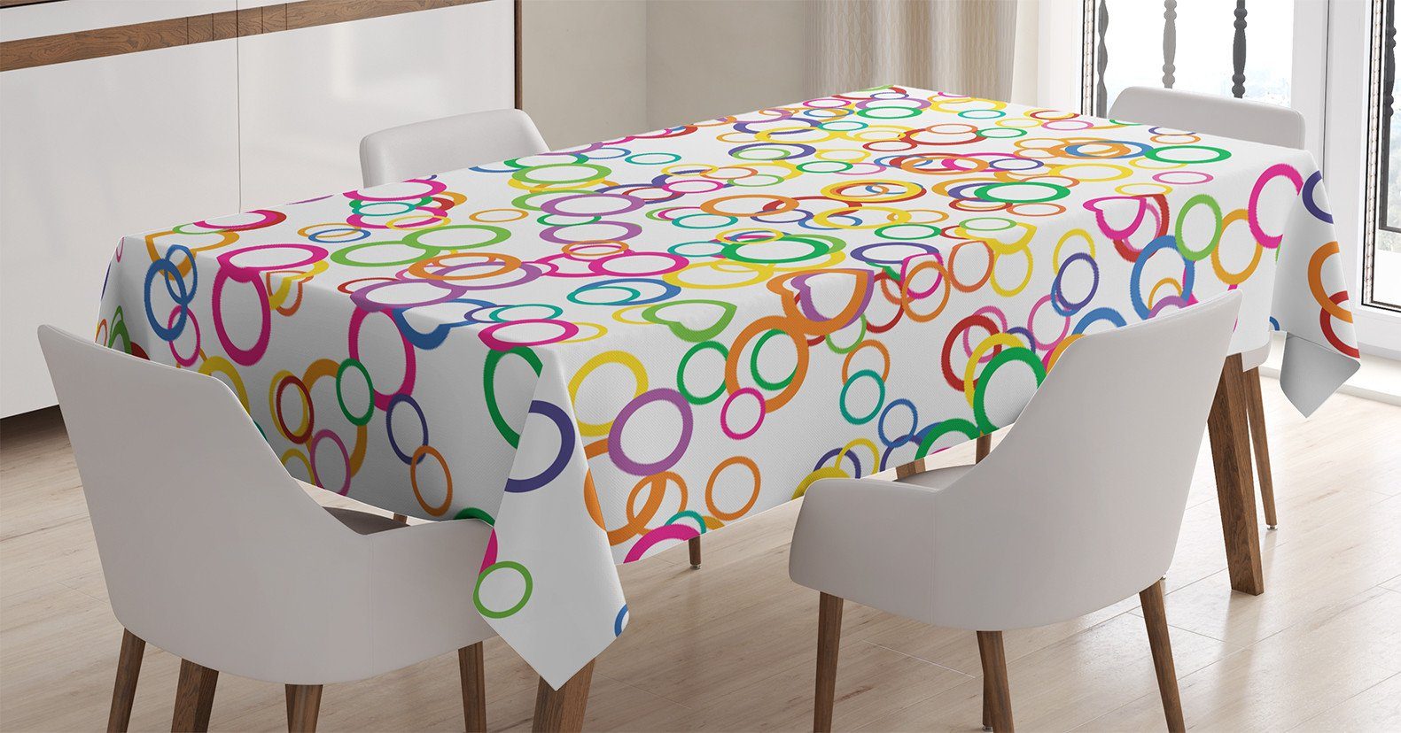Abakuhaus Tischdecke Farbfest Waschbar Außen geeignet den Kreise Klare Kreis Farbige geometrische Für Bunte Bereich Farben