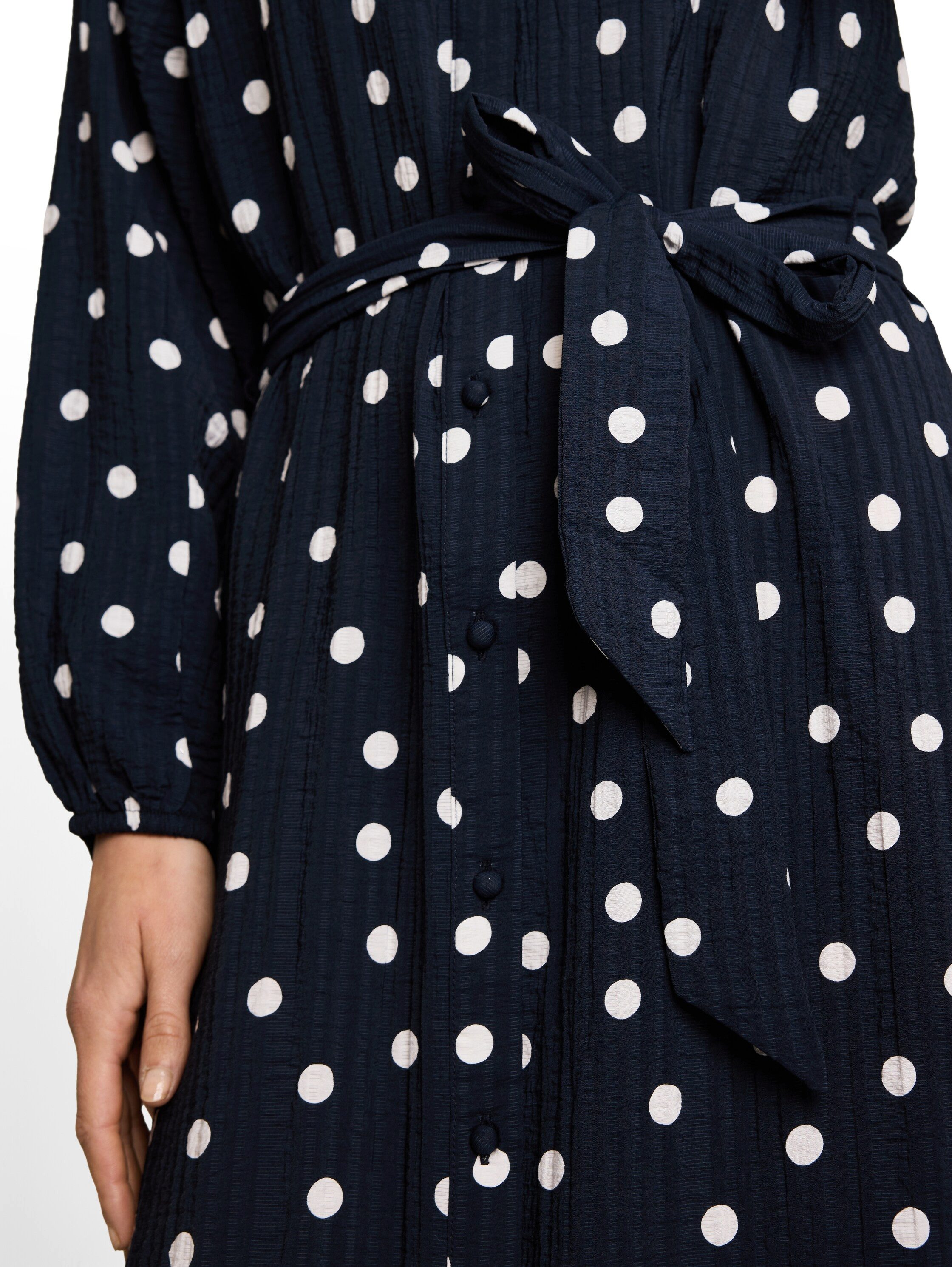 TOM TAILOR Midikleid Langarm Sommerkleid mit Punkten