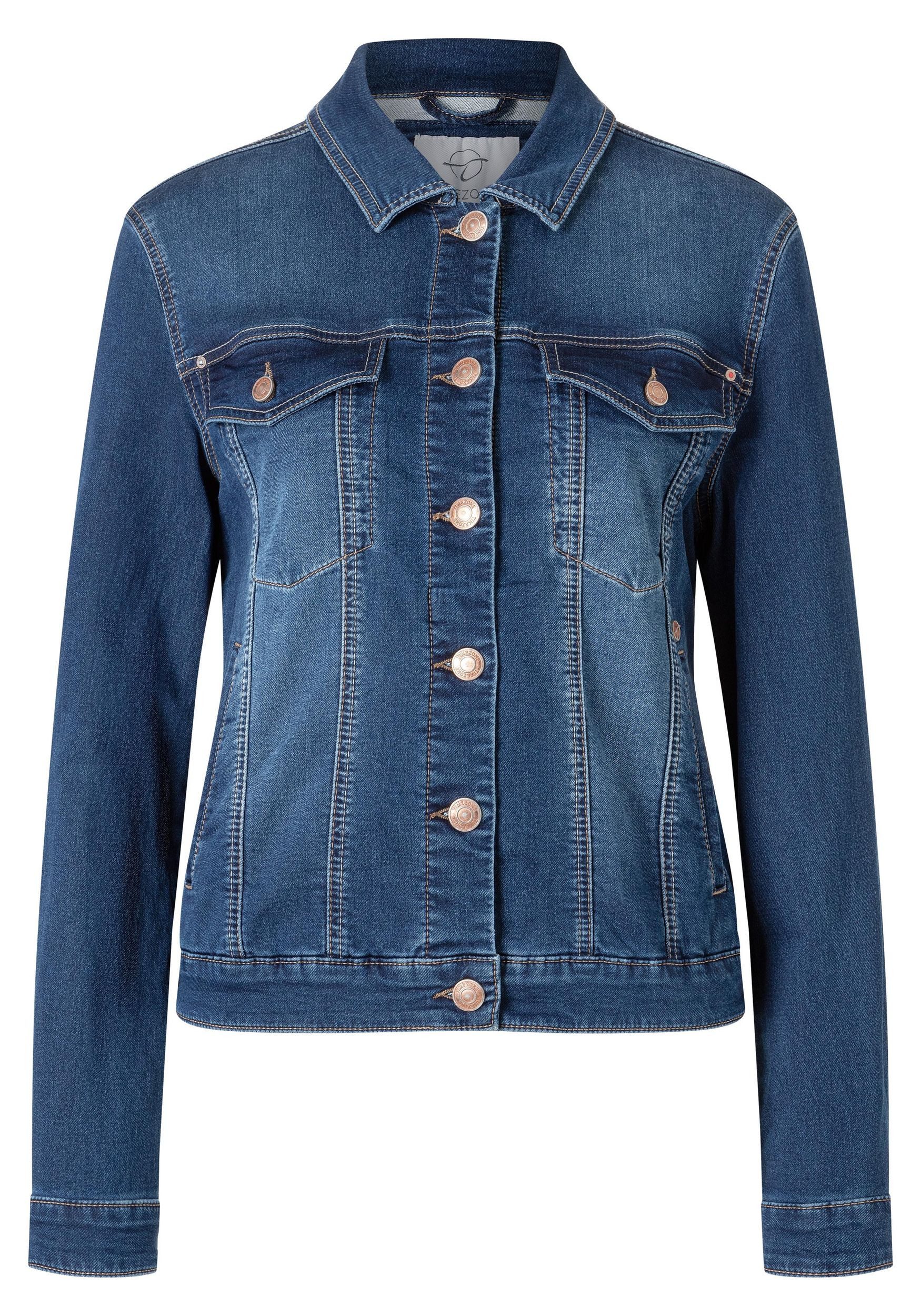 TIMEZONE Jeansjacke Denim mit Knopfverschluss und für Damen Baumwolle Regulär geschnitten Fit Kentkragen unifarben Knopf