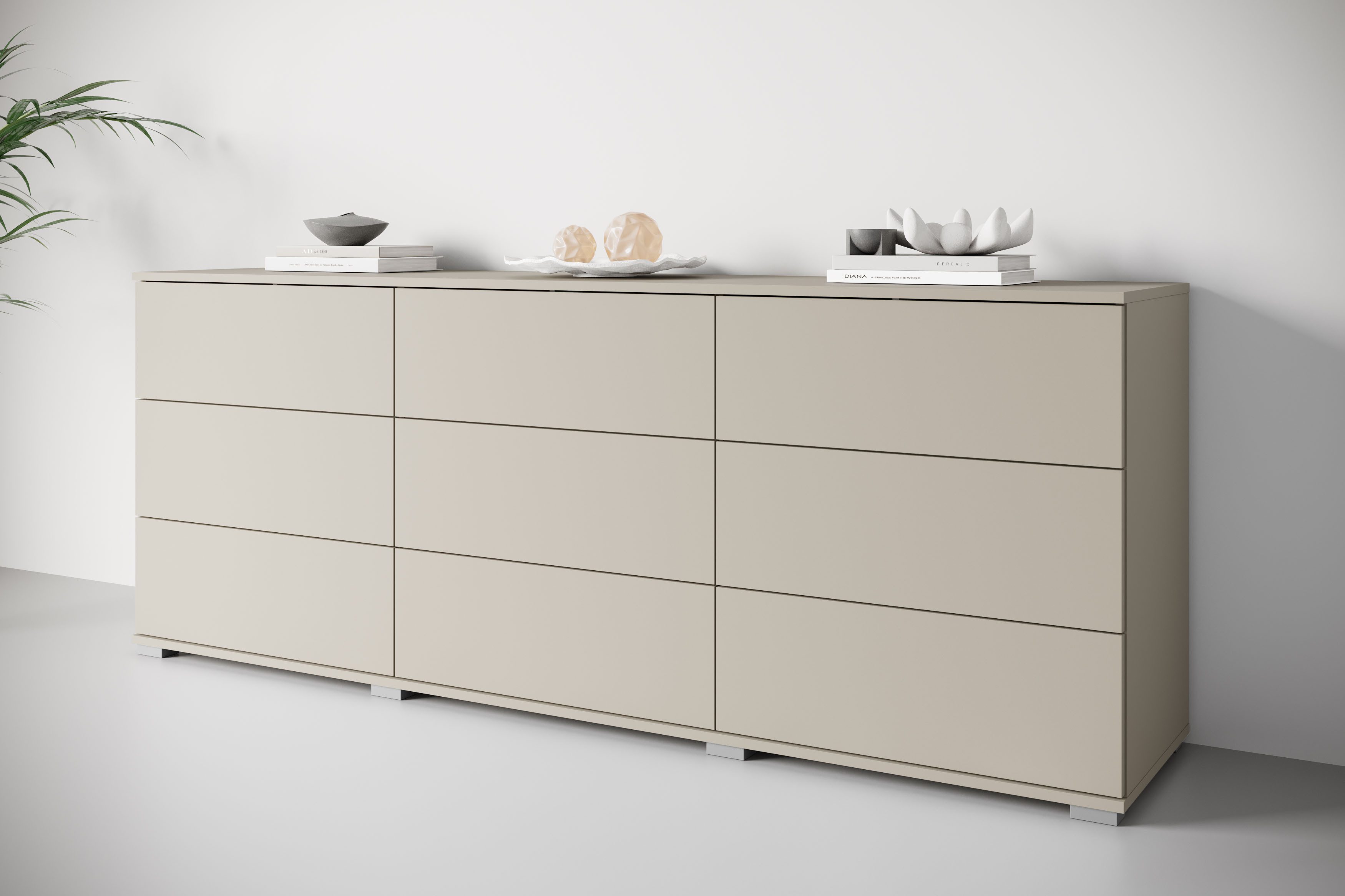 OTTO home Sideboard Kenia, Kommode, 180 cm breit, mit 9 Schubladen (1 St), Push-to-Open-System und großzügiger Stauraum