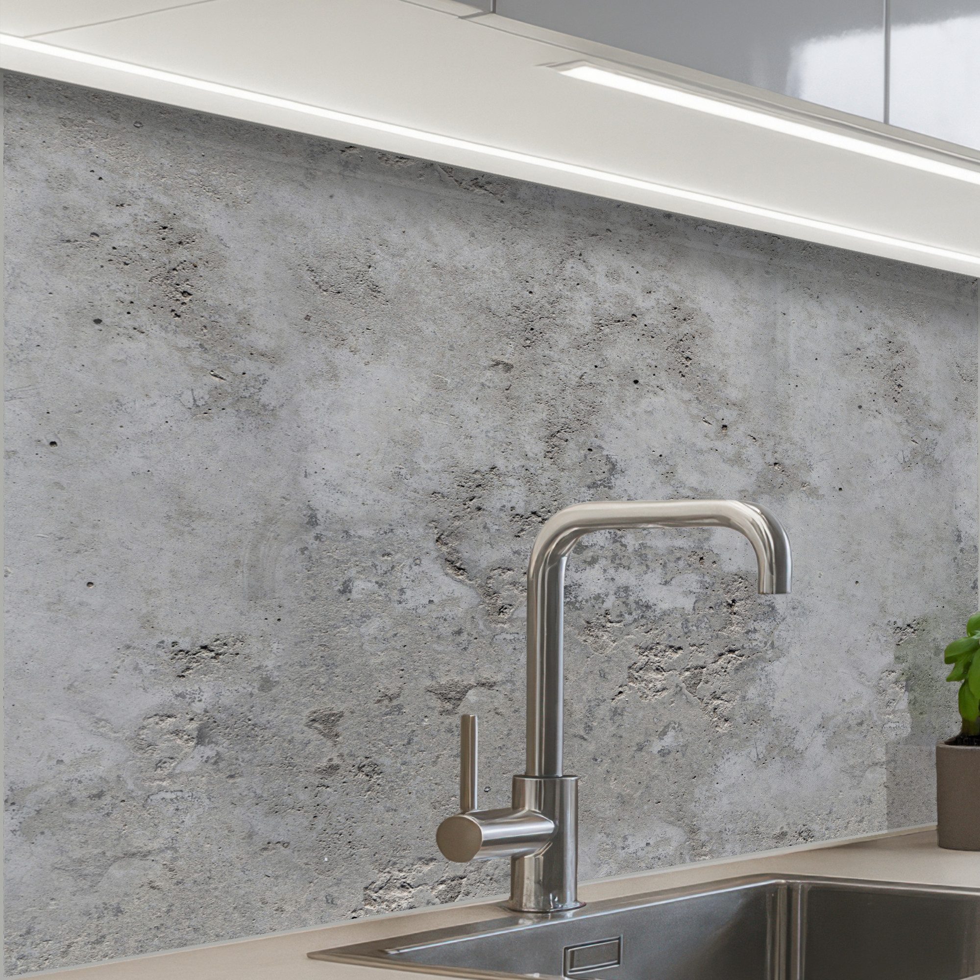 KitchenYeah Küchenrückwand selbstklebend Muster - Grau - Alt - Beton, (1-tlg), Spritzschutz, Küche, Rückwand, Küchenwand, Küchenfront, 80x60 cm