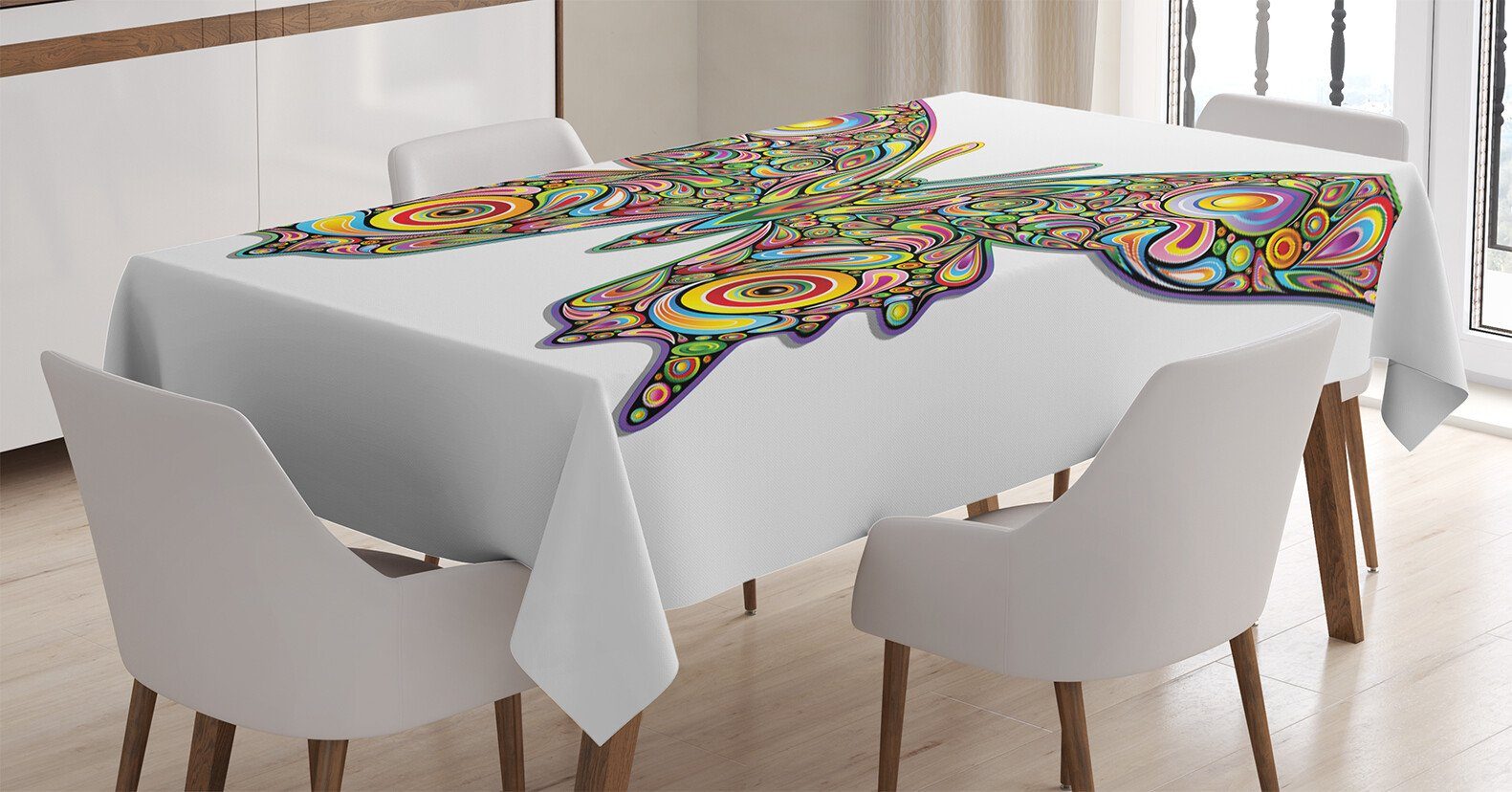 Abakuhaus Waschbar Schmetterling Klare geeignet Farben, Für den Tischdecke Bereich Außen Farbfest Psychedelisch