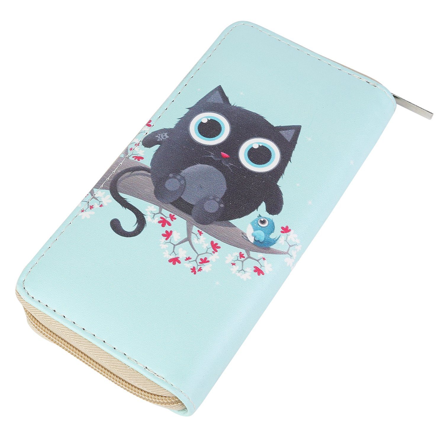 DonDon Geldbörse Geldbeutel Portemonnaie Muster Katze Hund (Packung, 1-tlg), Reißverschluss