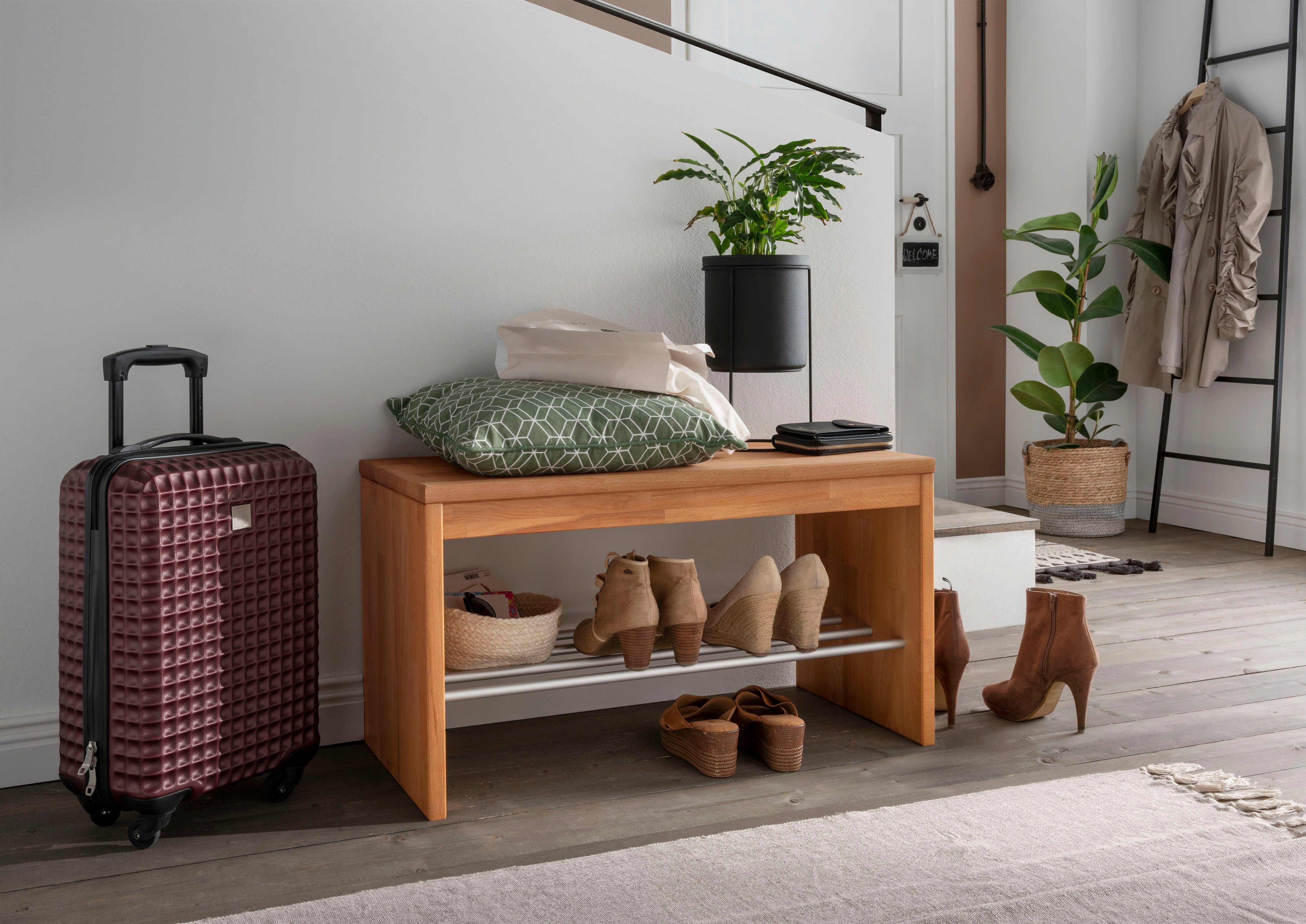 Home affaire Schuhbank Dura, aus massiven Wildeichenholz oder Buche, Breite 82 cm