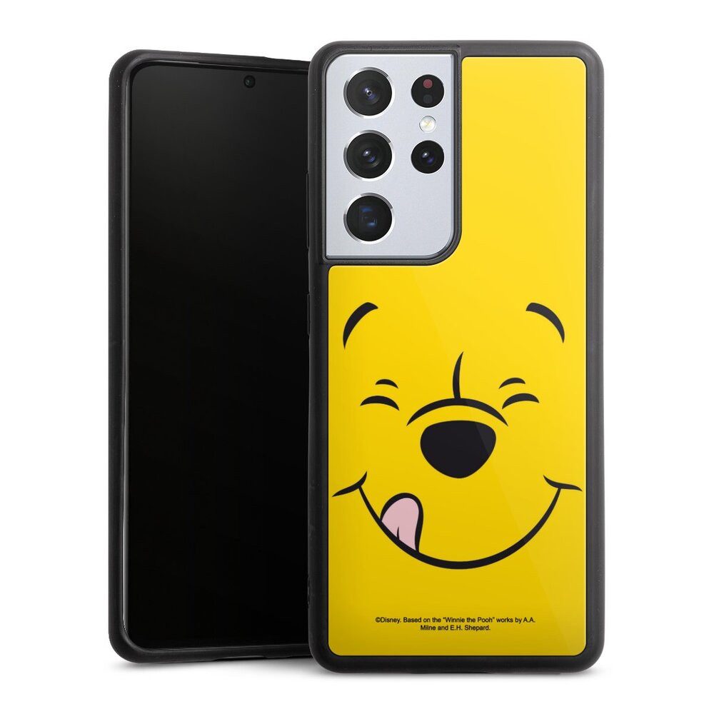 DeinDesign Handyhülle Winnie Puuh Offizielles Lizenzprodukt Disney Puuh Closeup, Samsung Galaxy S21 Ultra 5G Gallery Case Glas Hülle