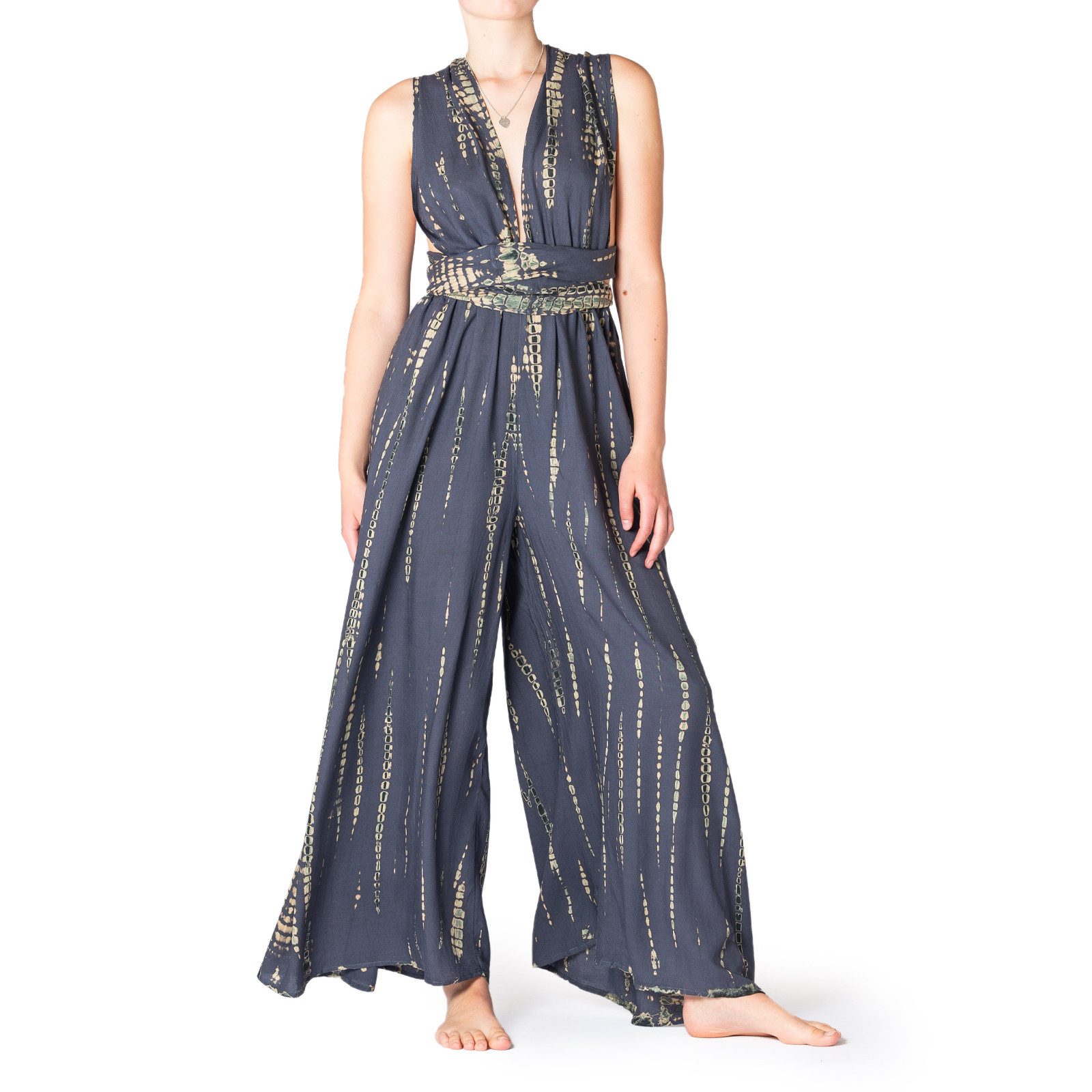 Tunikakleid modernes Hosenkleid Strandkleid aus natürlicher Viskose mit Bindeband