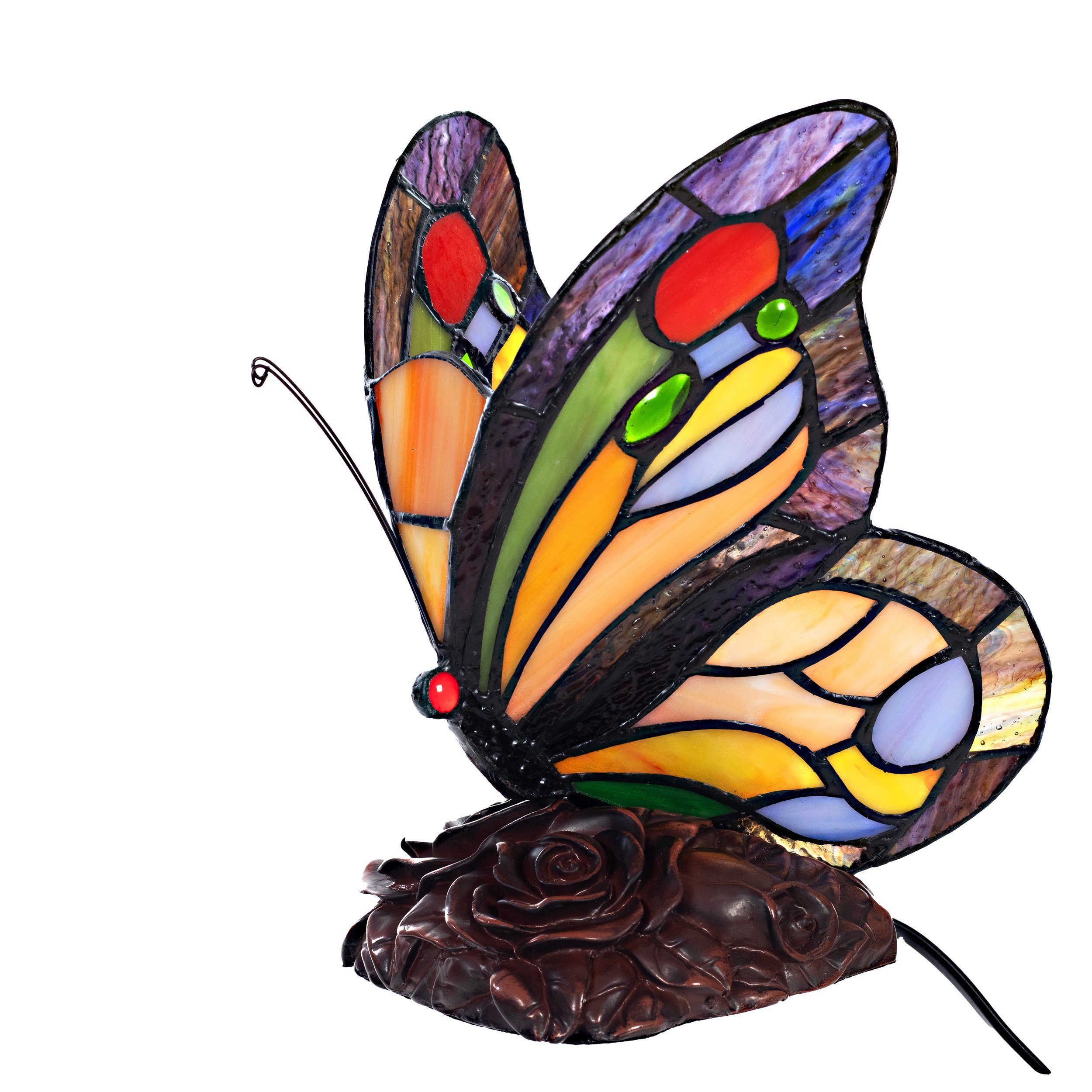 BIRENDY Stehlampe Tischlampe Tiffany-Style Schmetterling 202 Leuchte Dekorationslampe