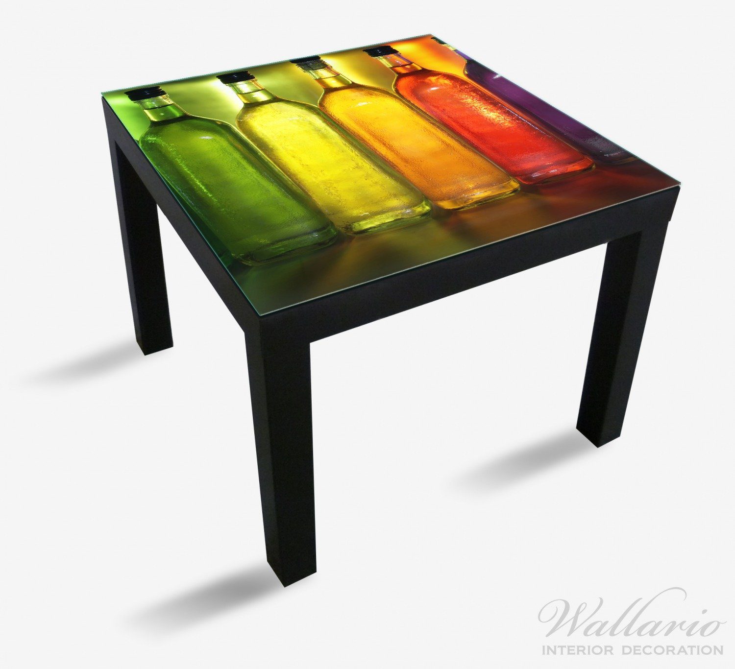 Wallario Tischplatte Bunte für (1 Flaschen Regal Tisch Ikea geeignet Lack im St)