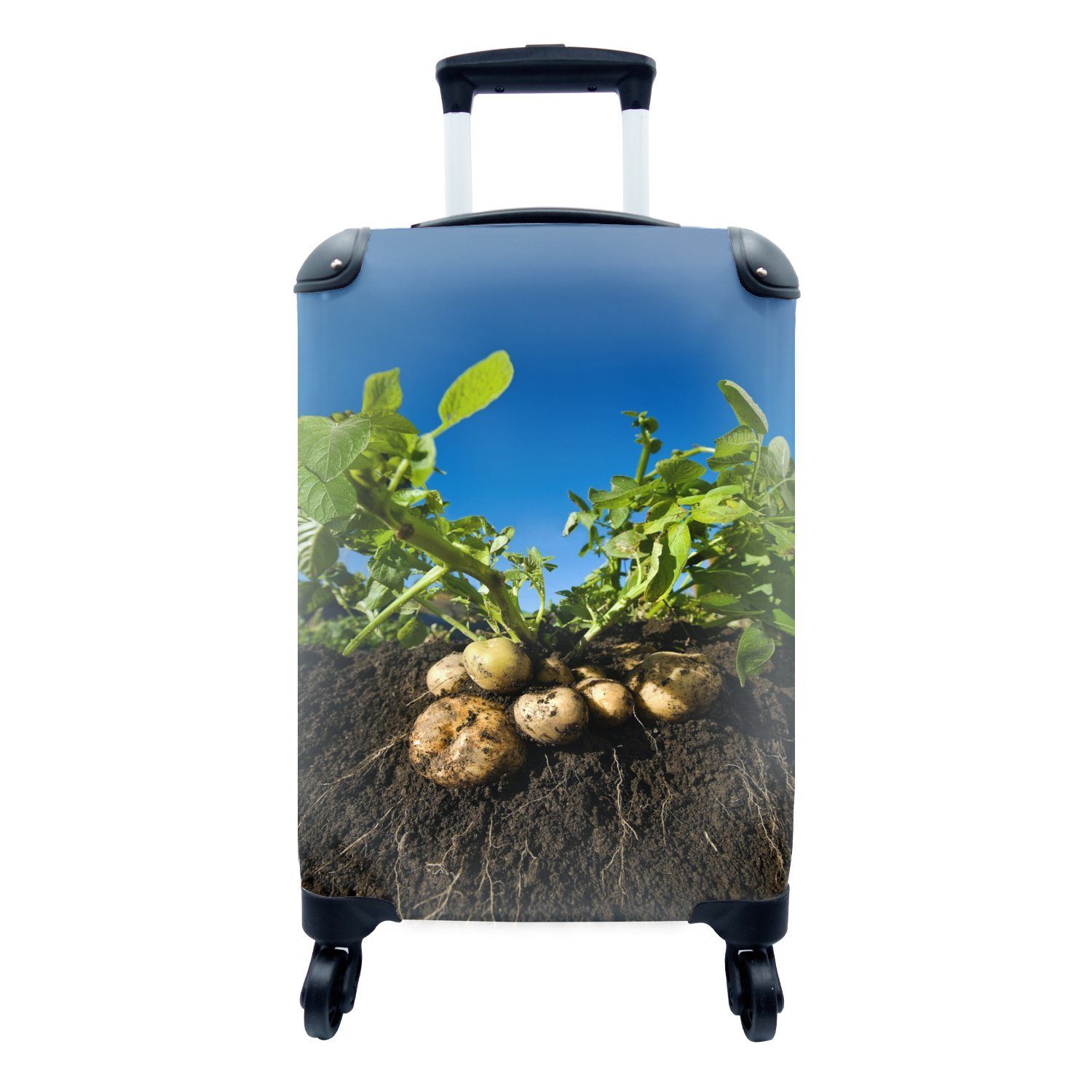 Reisekoffer Pflanzen rollen, Kartoffel mit MuchoWow Reisetasche 4 Trolley, Ferien, Handgepäck - für Schlamm Handgepäckkoffer Rollen, Blätter, - -