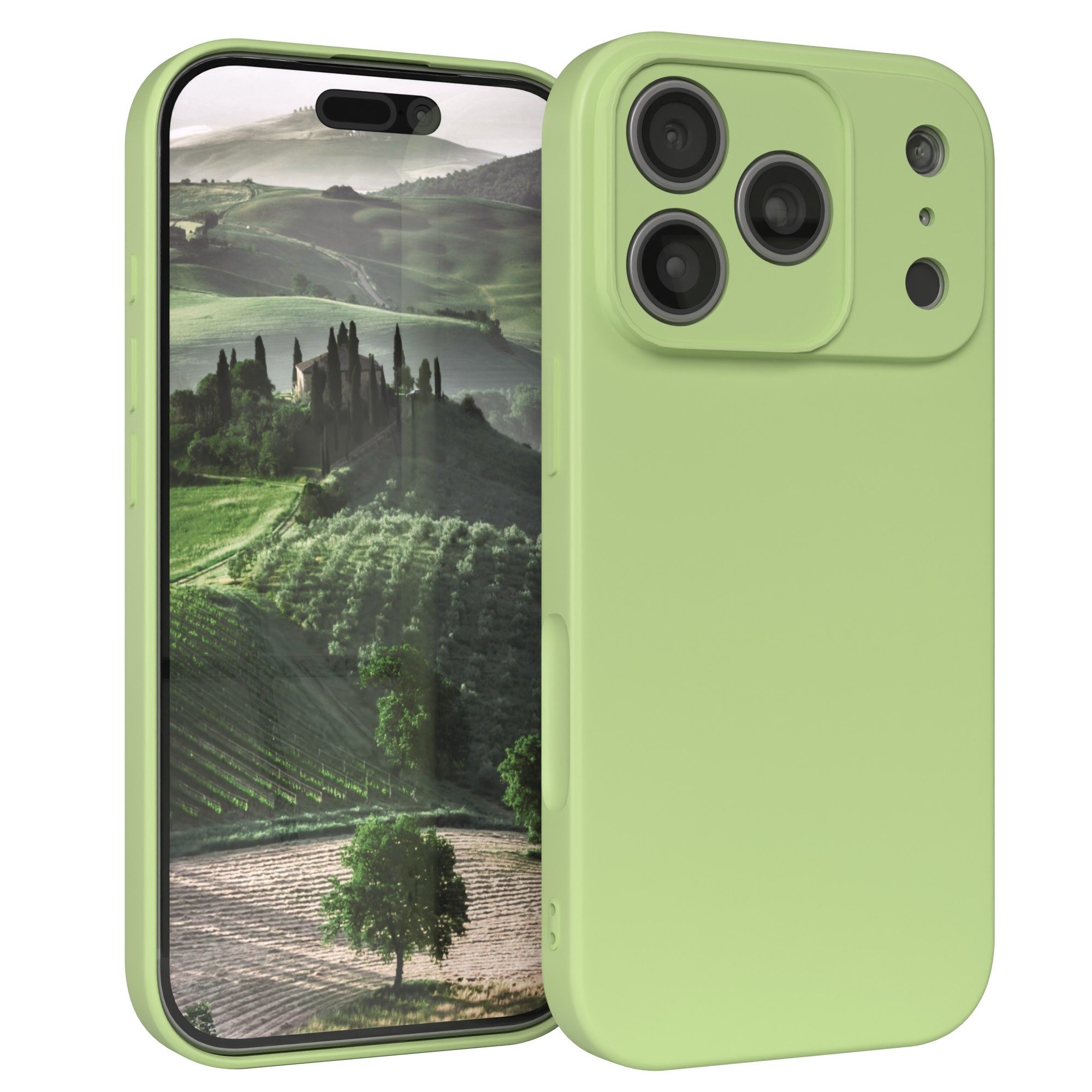 EAZY CASE Handyhülle für Apple iPhone 17 Pro Hülle Silikon 6,3 Zoll, Smart Slimcover Matt Silikon Schutzhülle mit Kameraschutz tpu Grün